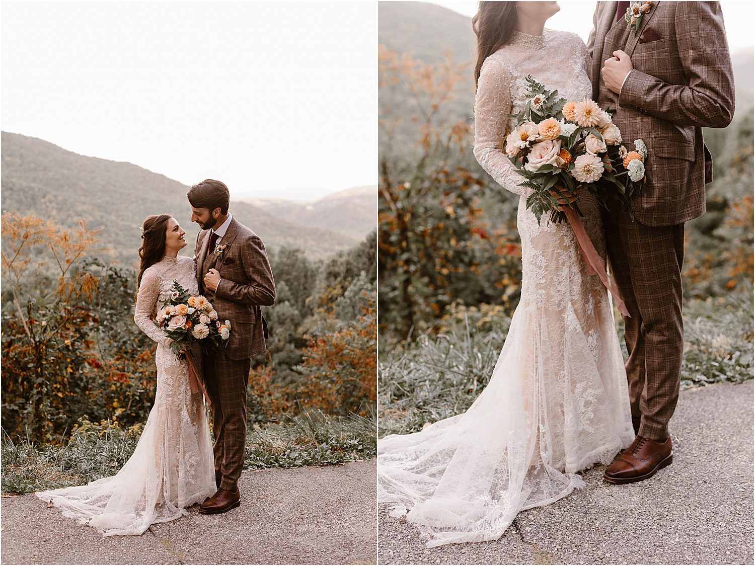 floral bridal bouquet for fall elopement in the Smokies