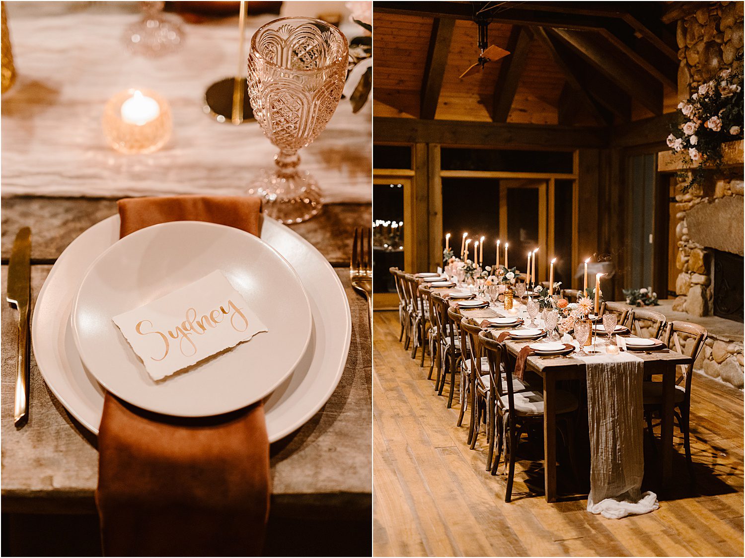 farmhouse-style elopement dinner at treehouse resort in Gatlinburg 