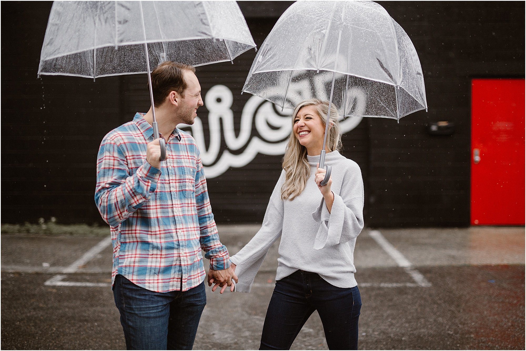 Rainy Day Industrial Engagement Photos in Knoxville | Photographed by Erin Morrison Photography | https://erinmorrisonphotography.com/rainy-day-industrial-engagement-photos-knoxville/