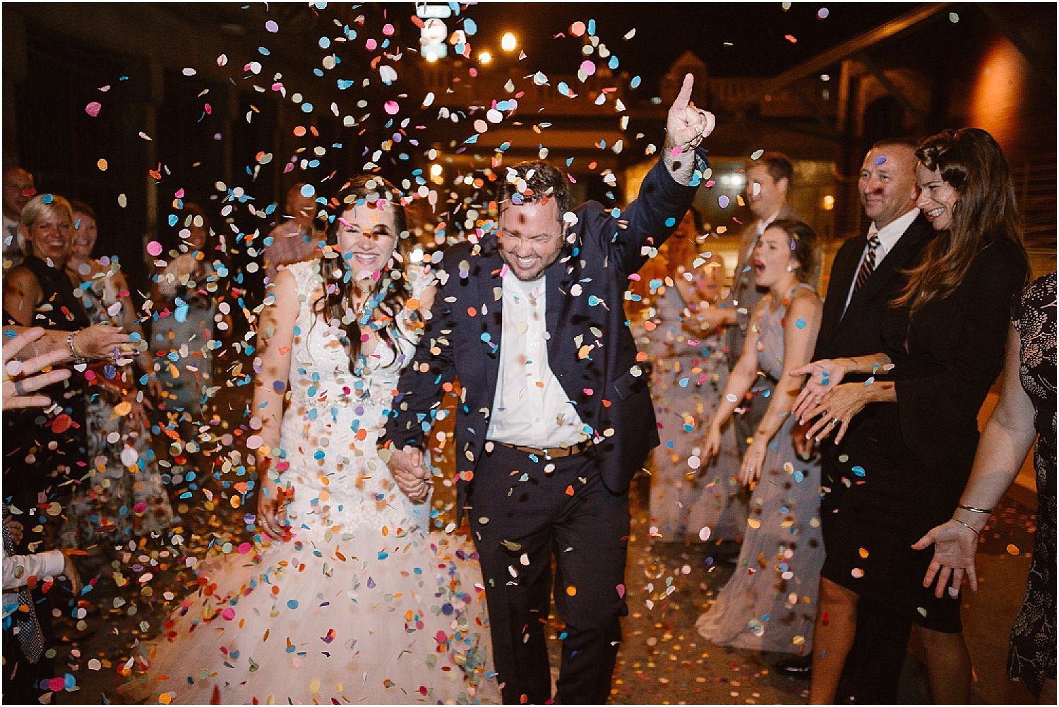 Confetti Exit Photos at Wedding in Downtown Knoxille