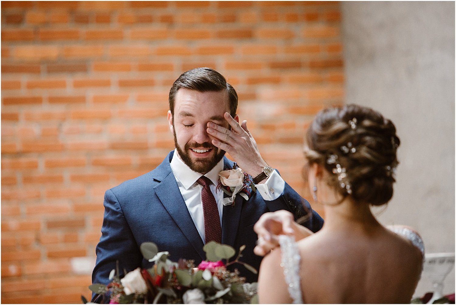 Emotional Groom after First Look Photos
