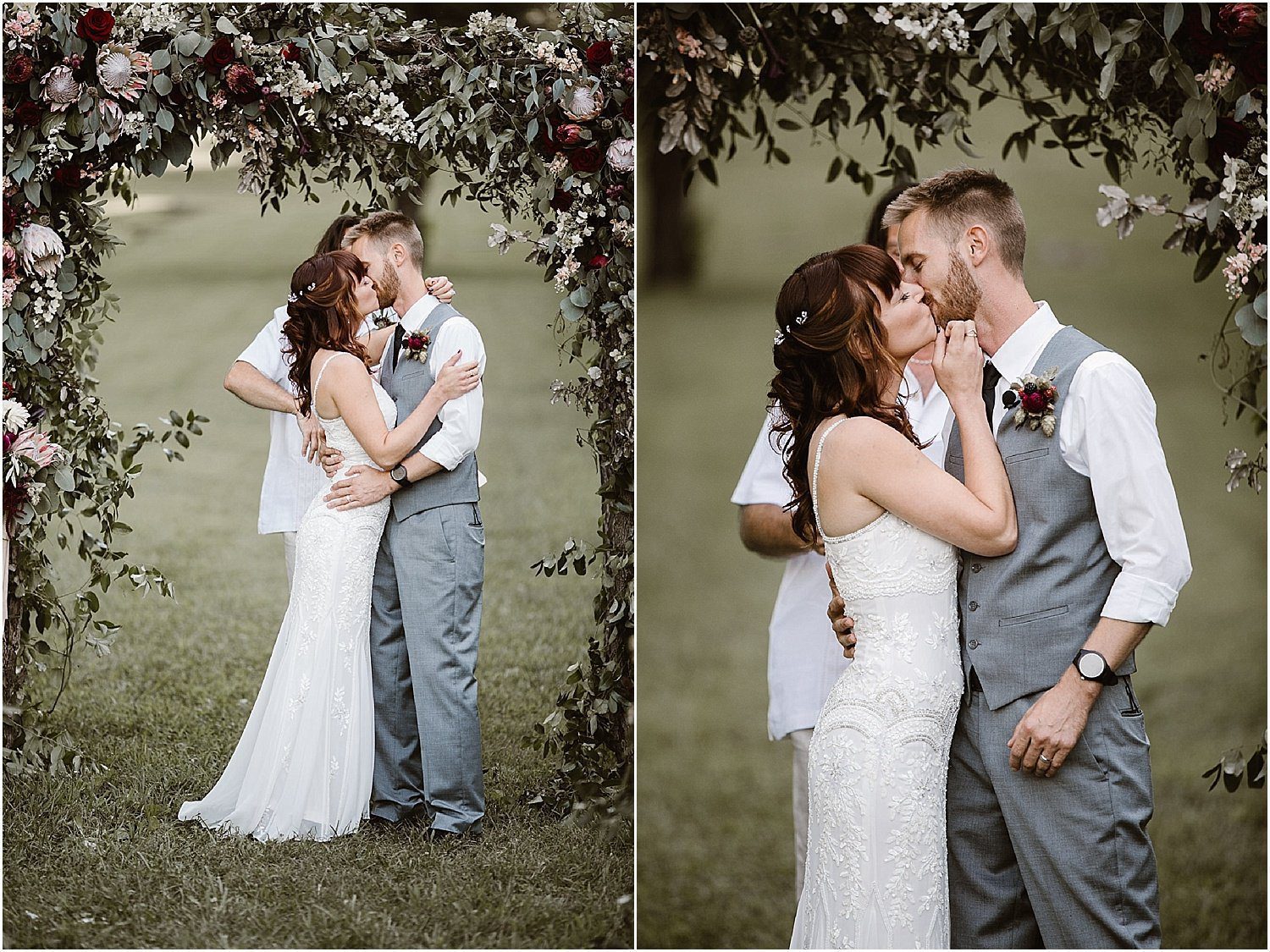 First Kiss at Ceremony at The Barn at Chestnut Springs