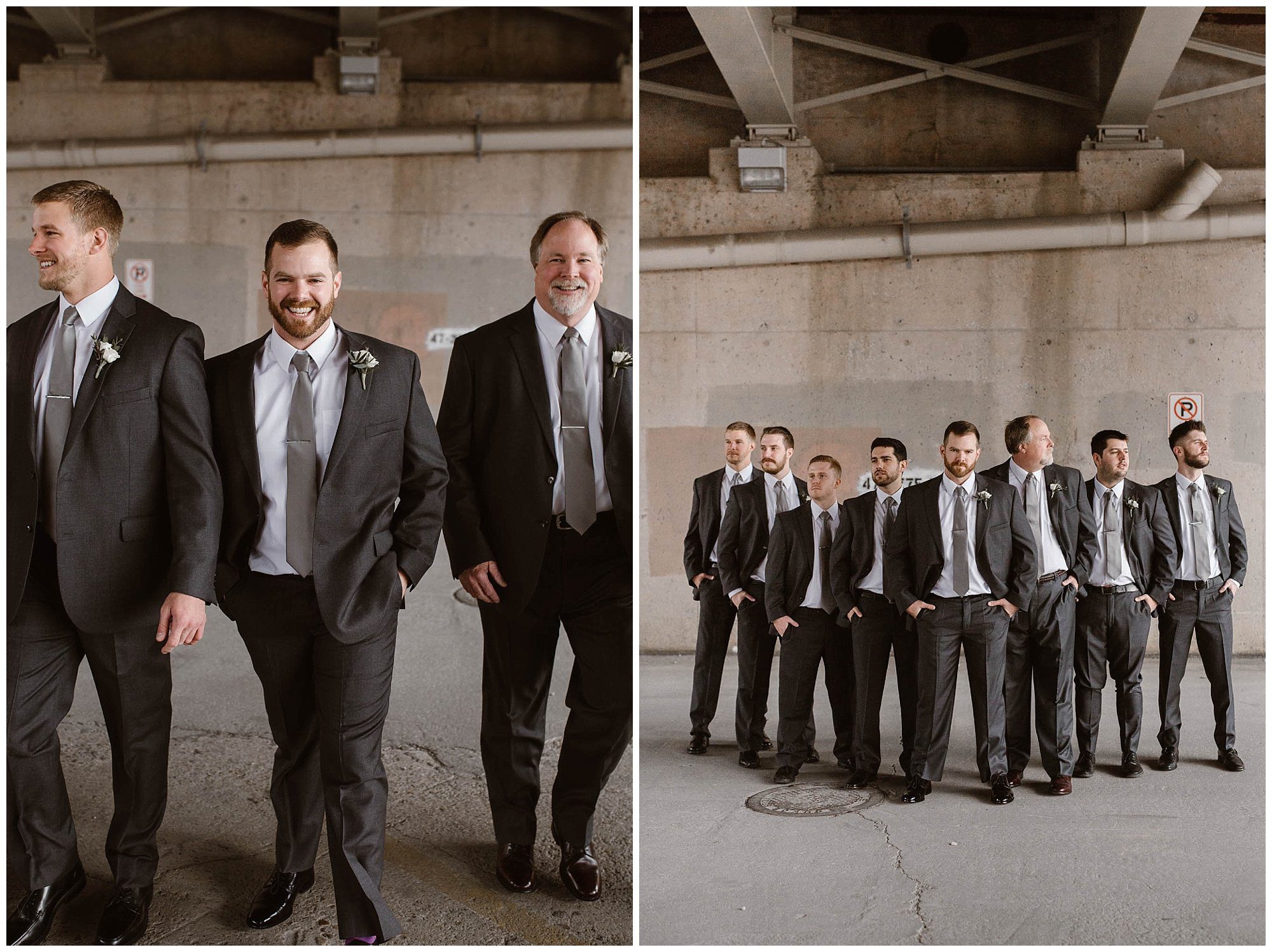 Candid groomsmen photos at wedding