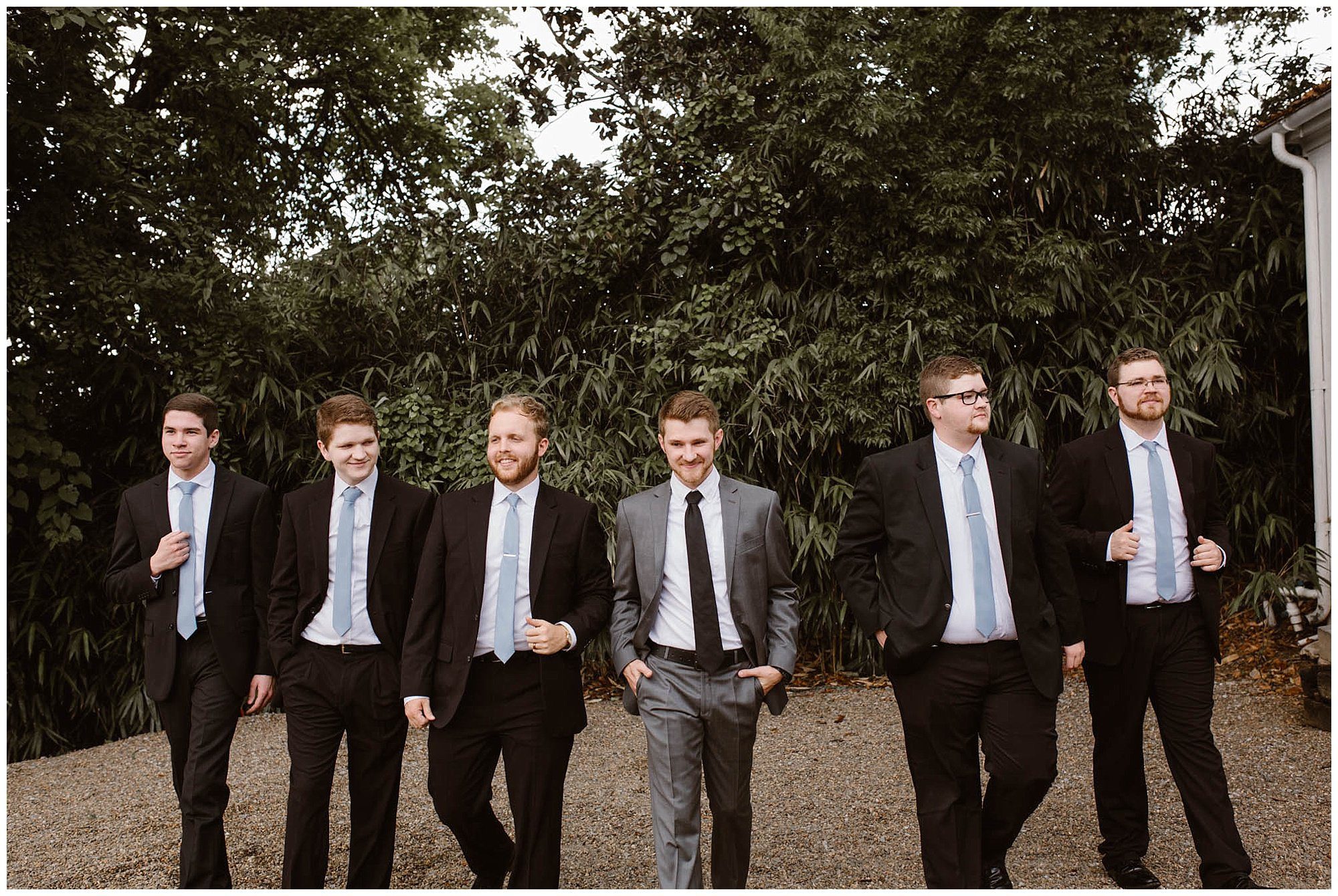 Groom and Groomsmen Walking at Crescent Bend House Wedding Knoxville