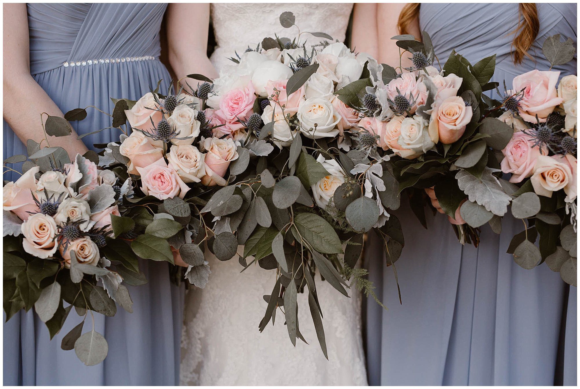 Dusty Blue and Rose Pink Bouquet