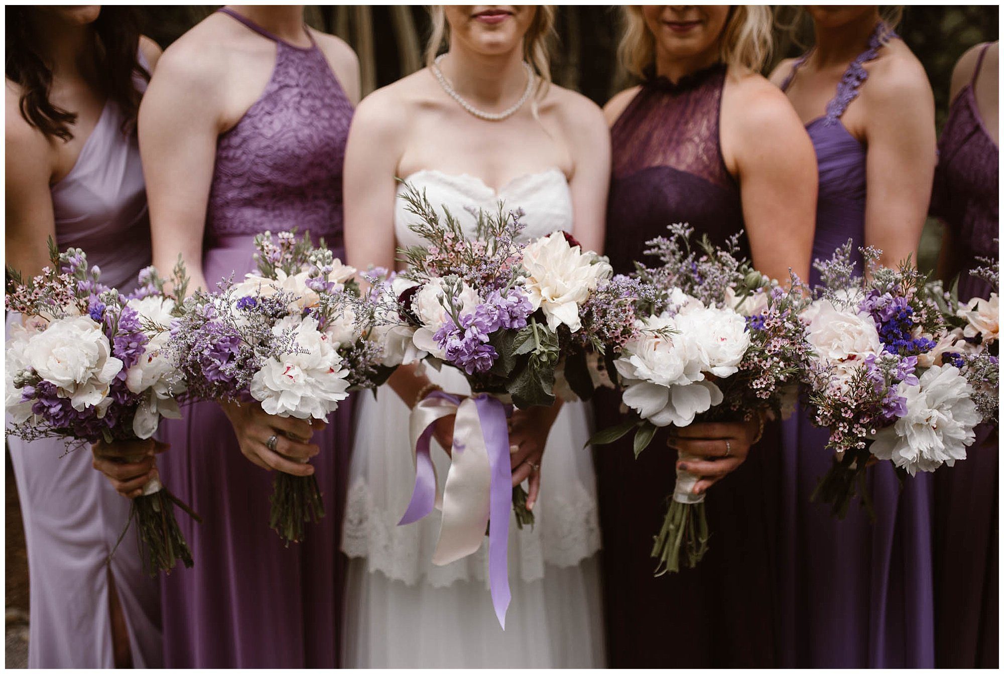 purple and maroon bouquets