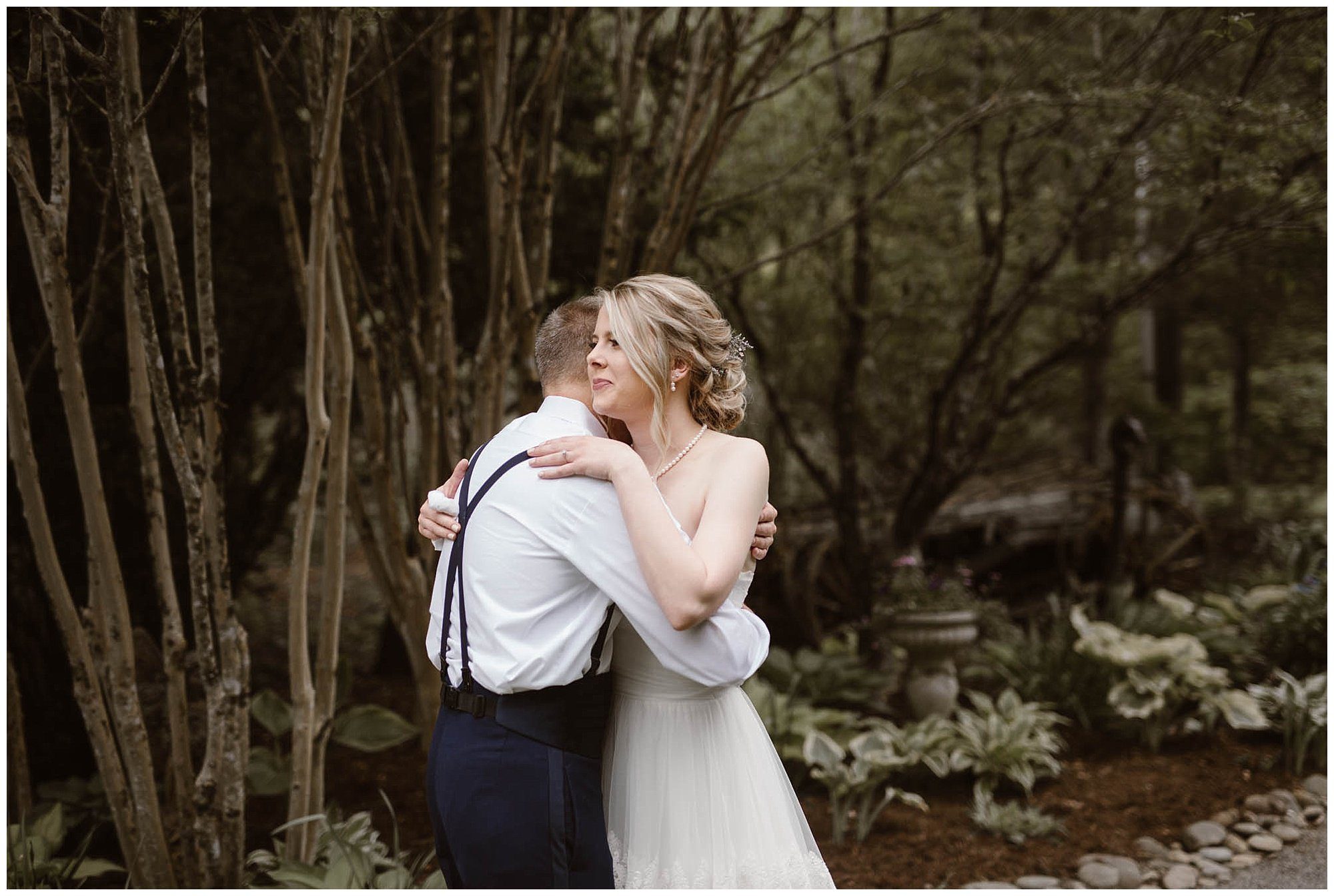 Father and Daughter first look at rustic wedding