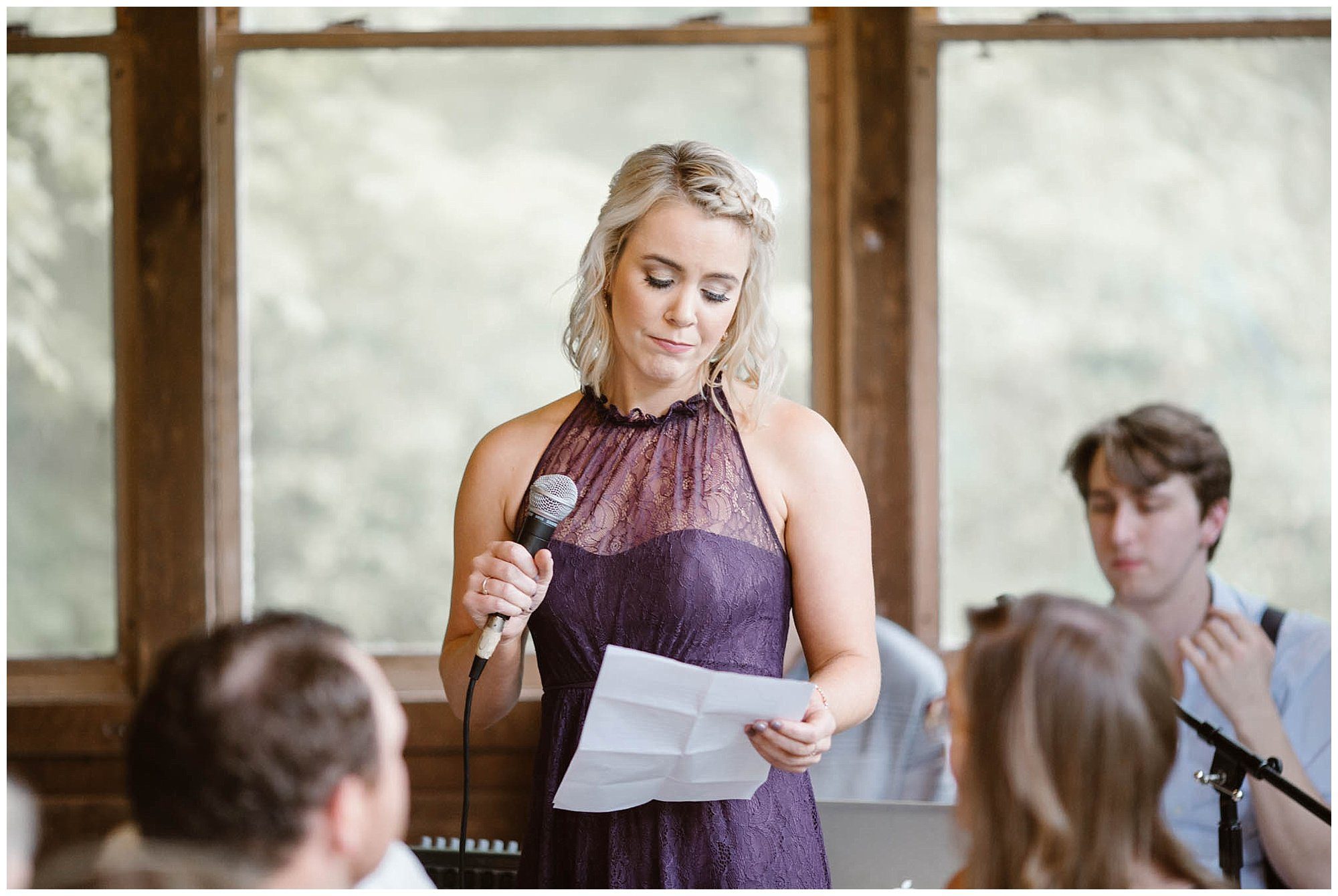 Bridesmaid toast at rustic mountain wedding in Townsend