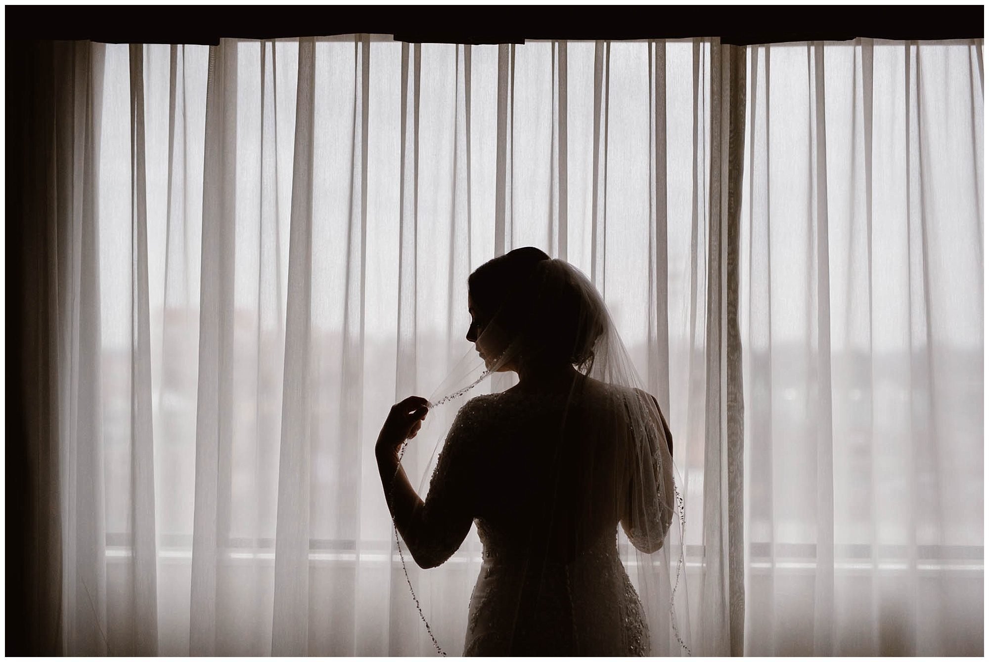 silhouette photos of bride at hotel