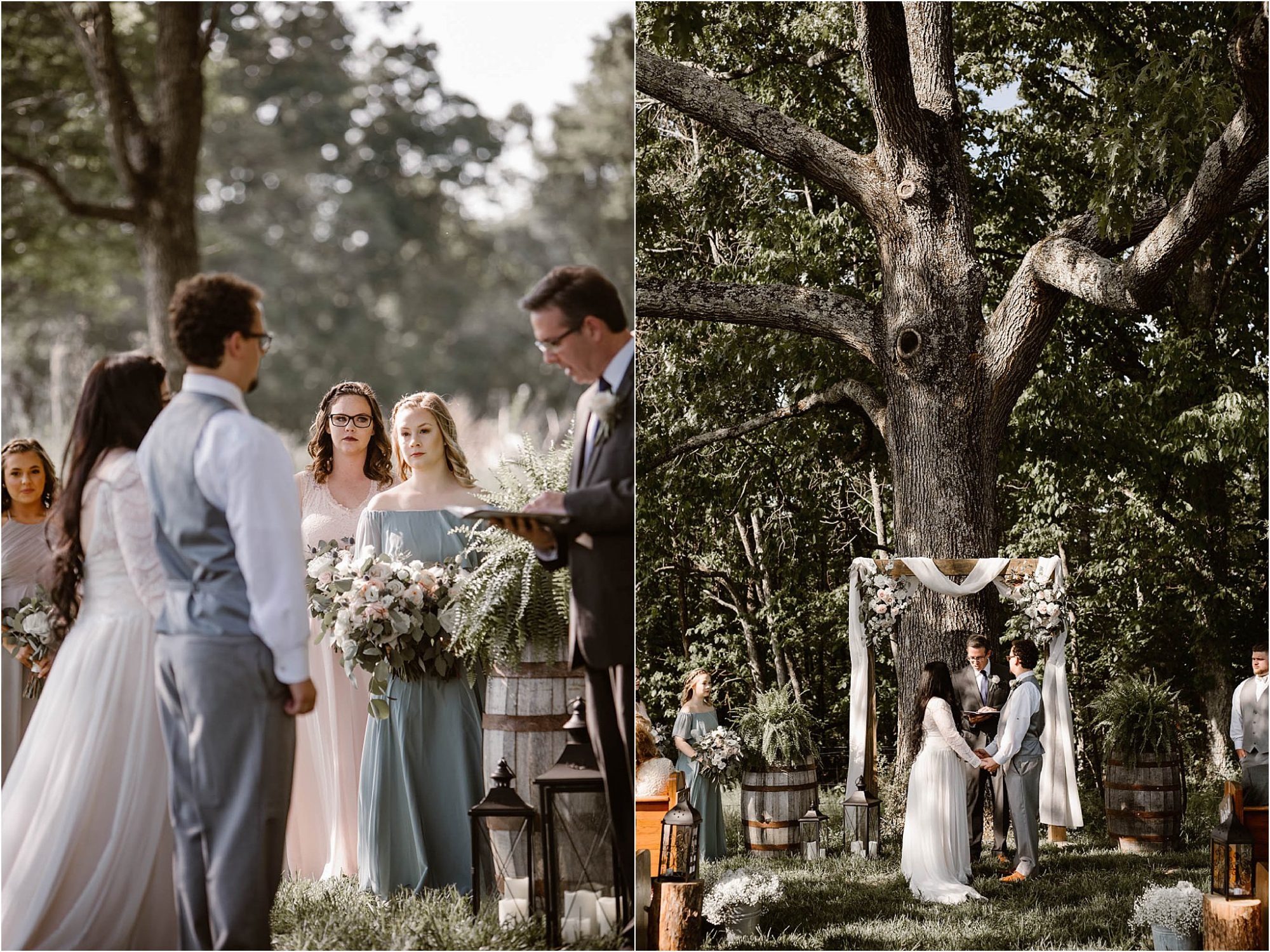 outdoor wedding under large oak tree