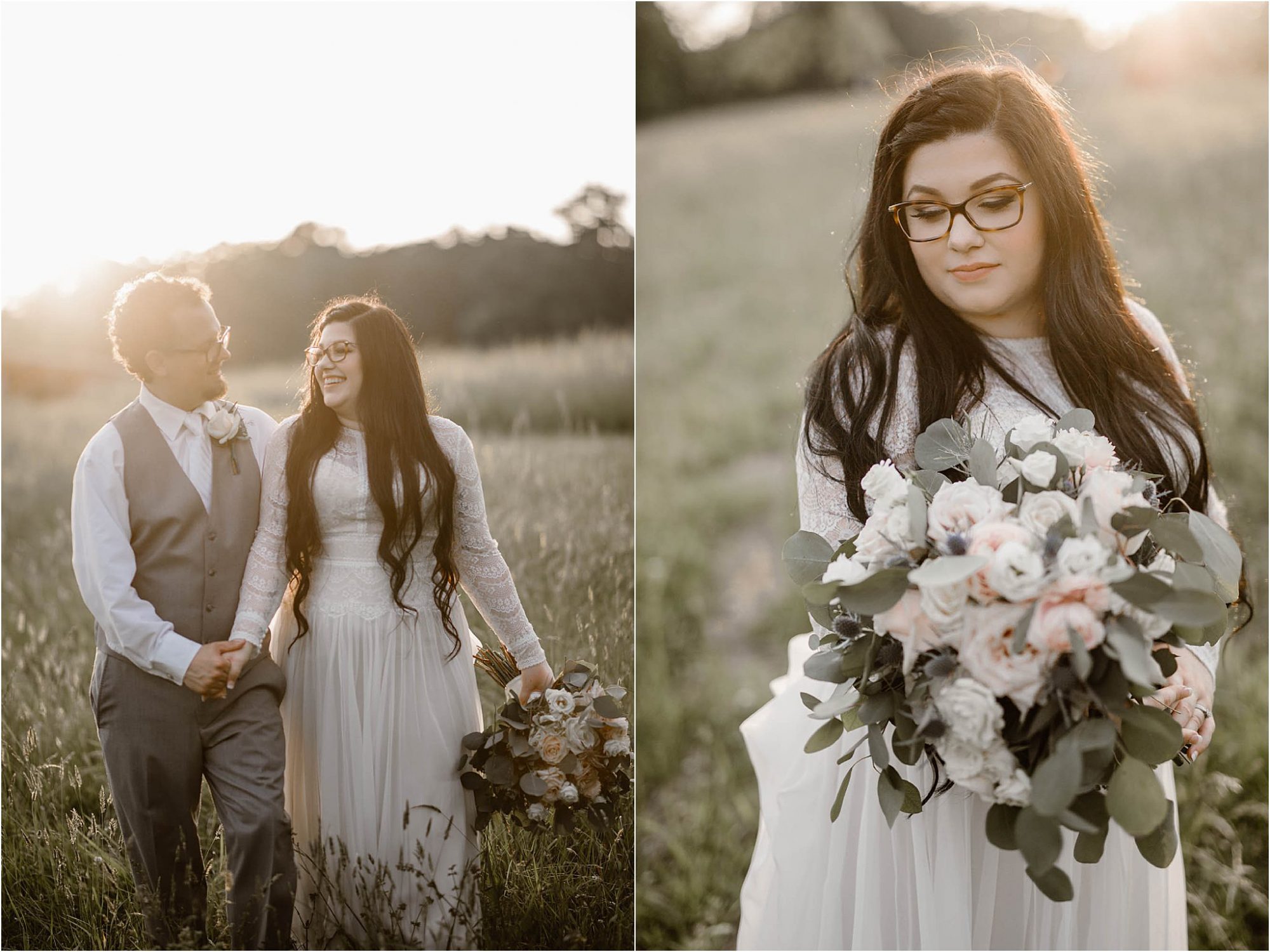 bride and groom at golden hour couple photos