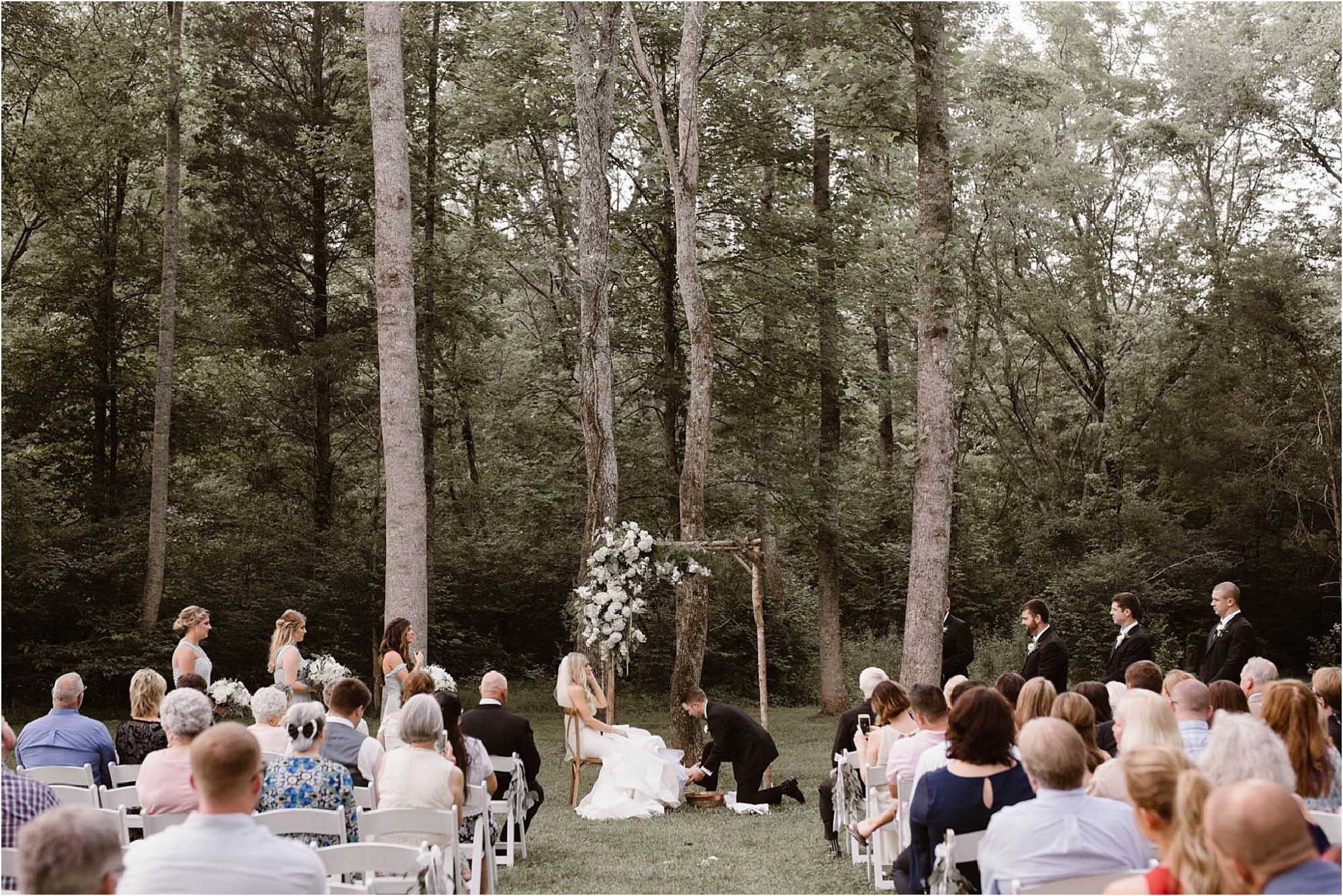 Feet-washing ceremony at vineyard wedding in Tennessee