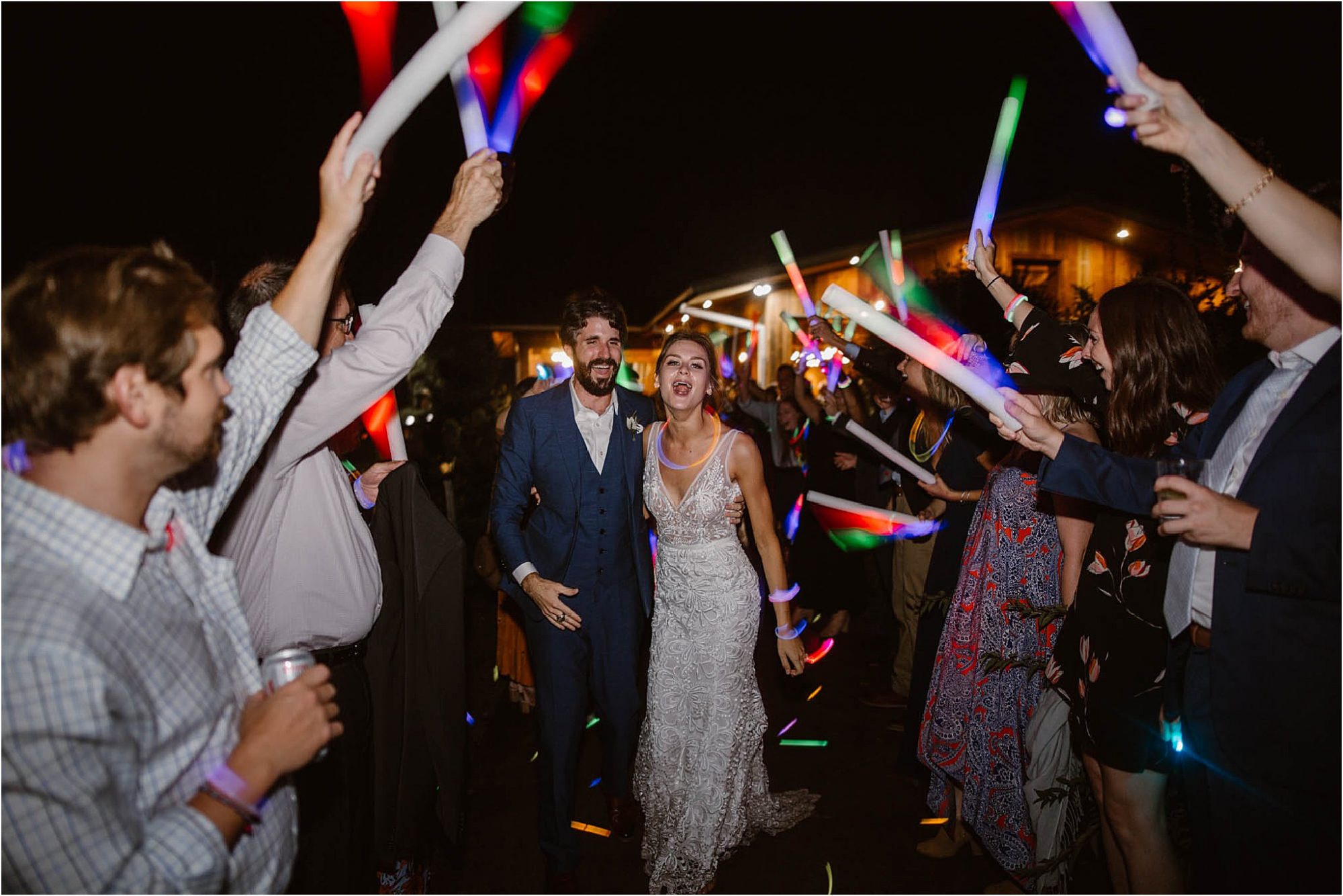 glow stick exit at wedding