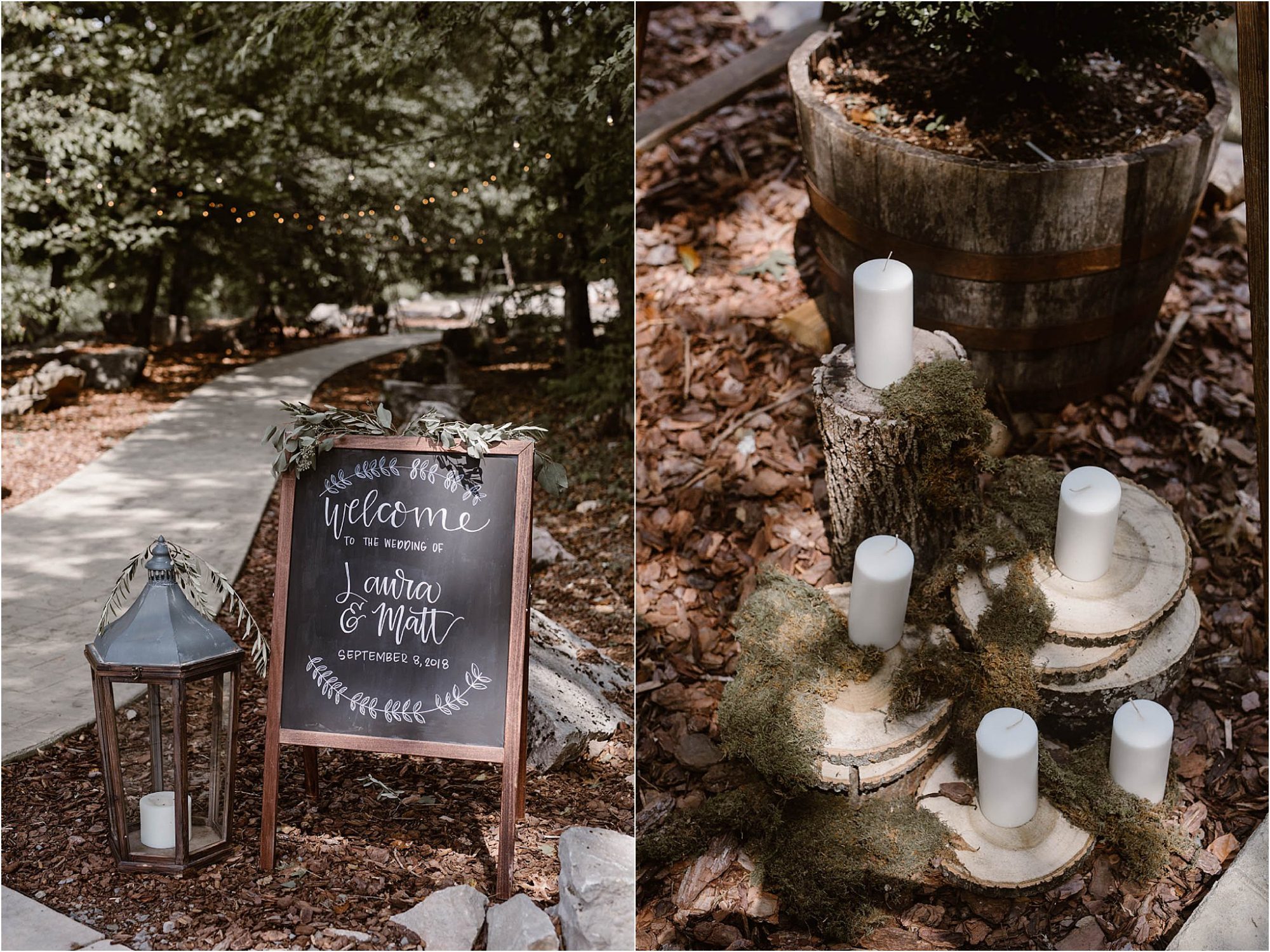 woodland wedding decor at The Quarry Venue Knoxville