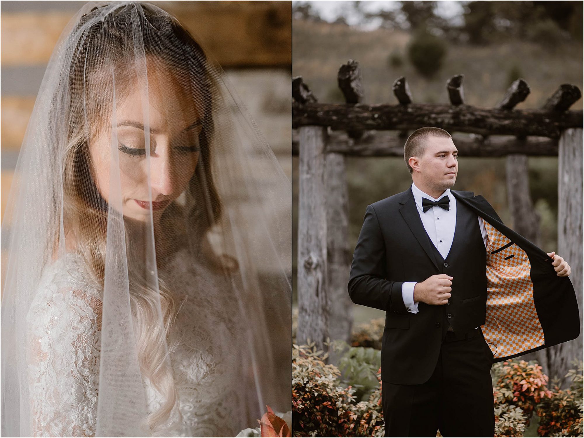 groom and bride portraits on wedding day