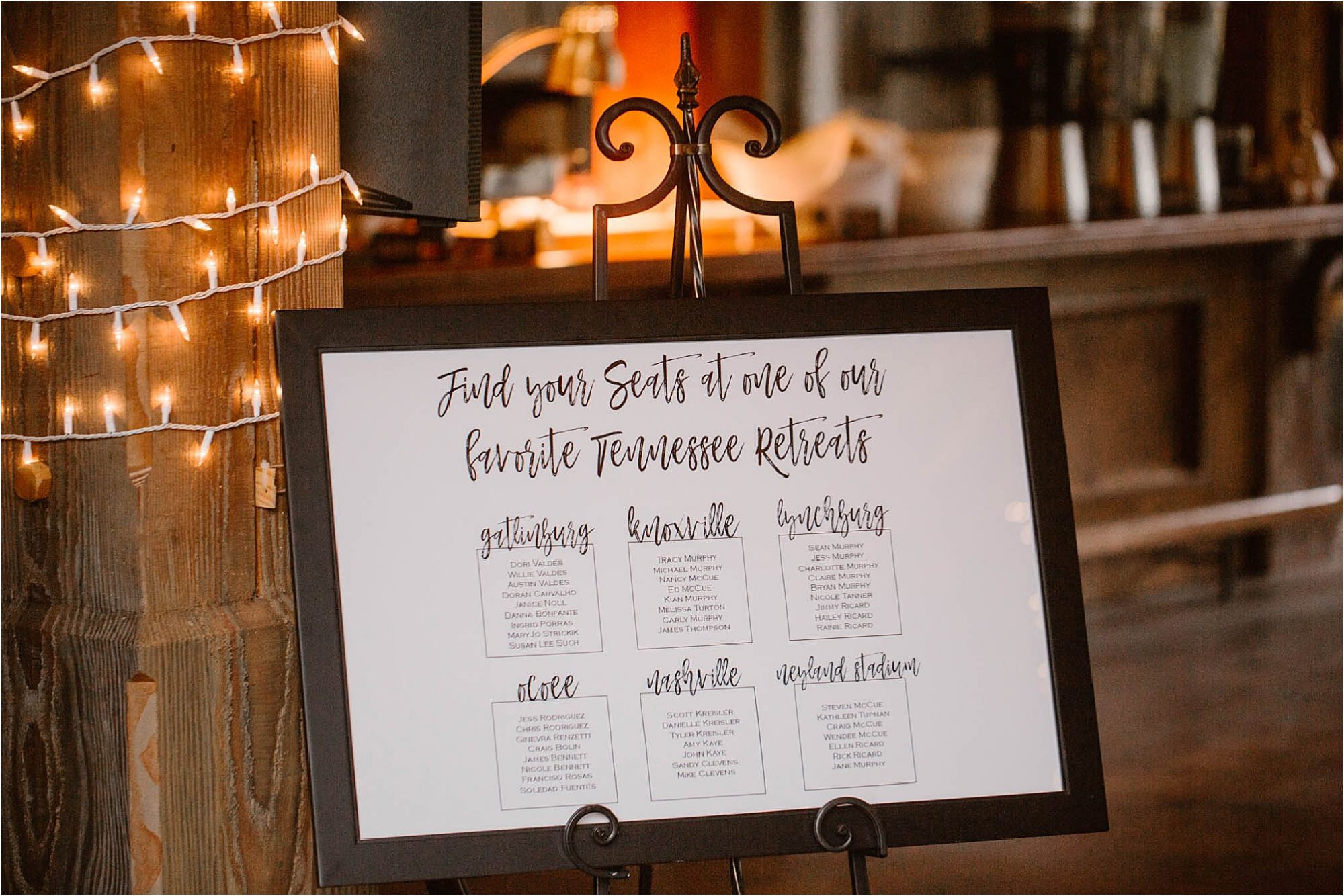 seating chart at Tennessee Fall Mountain Wedding