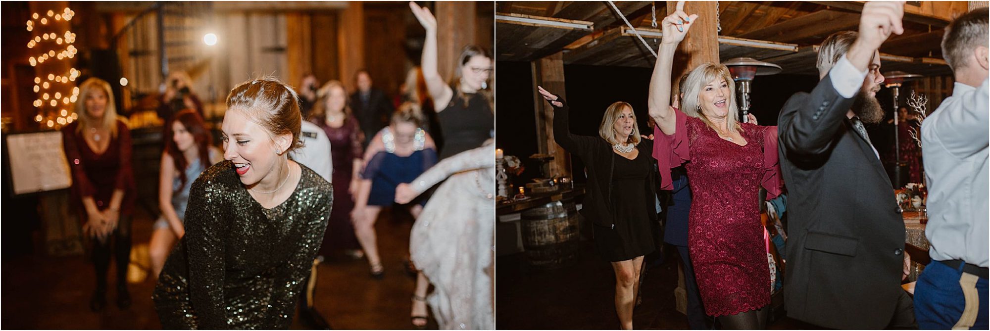 guests dancing at fall wedding in Tennessee