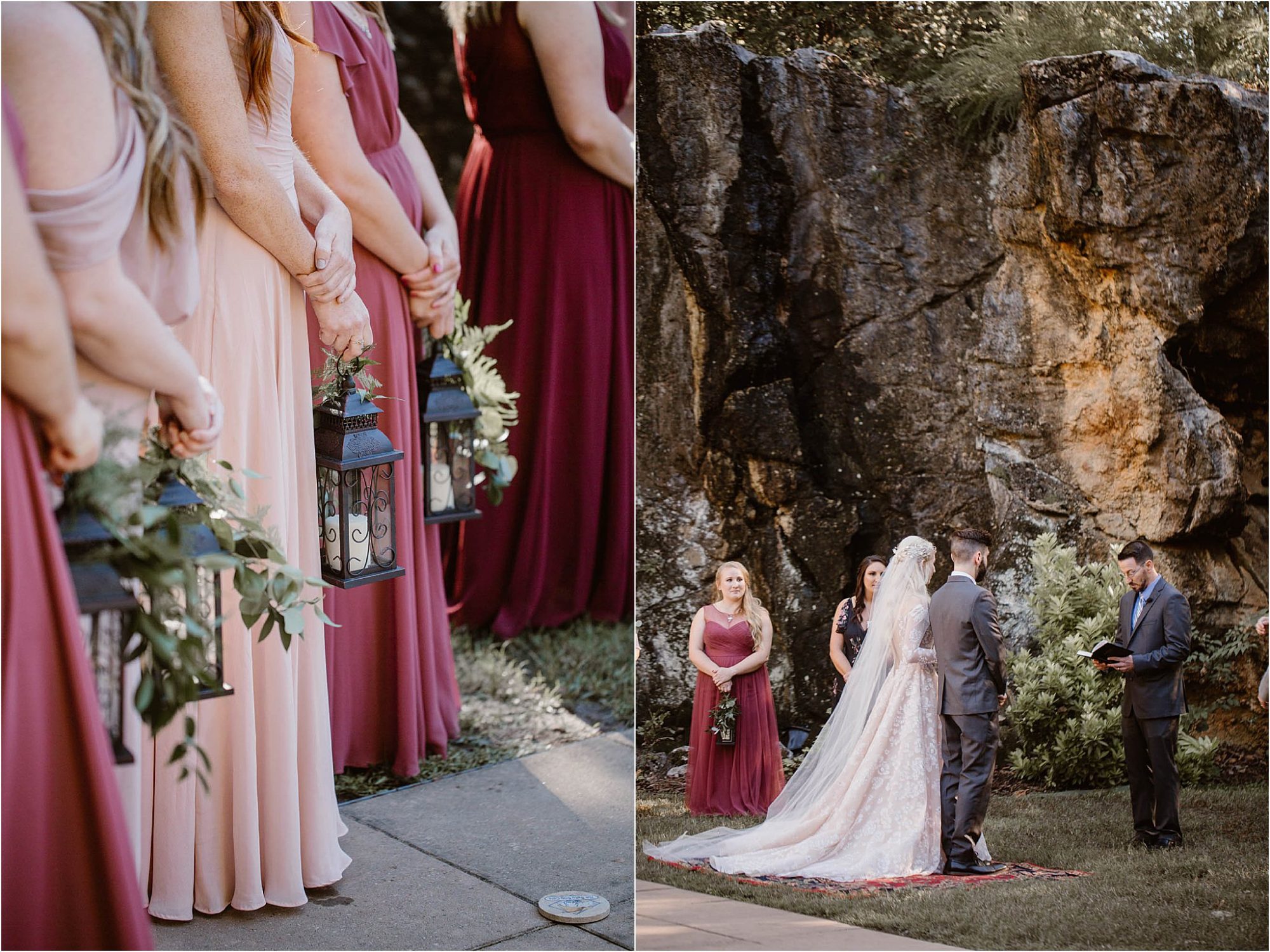 bridesmaids standing at wedding ceremony