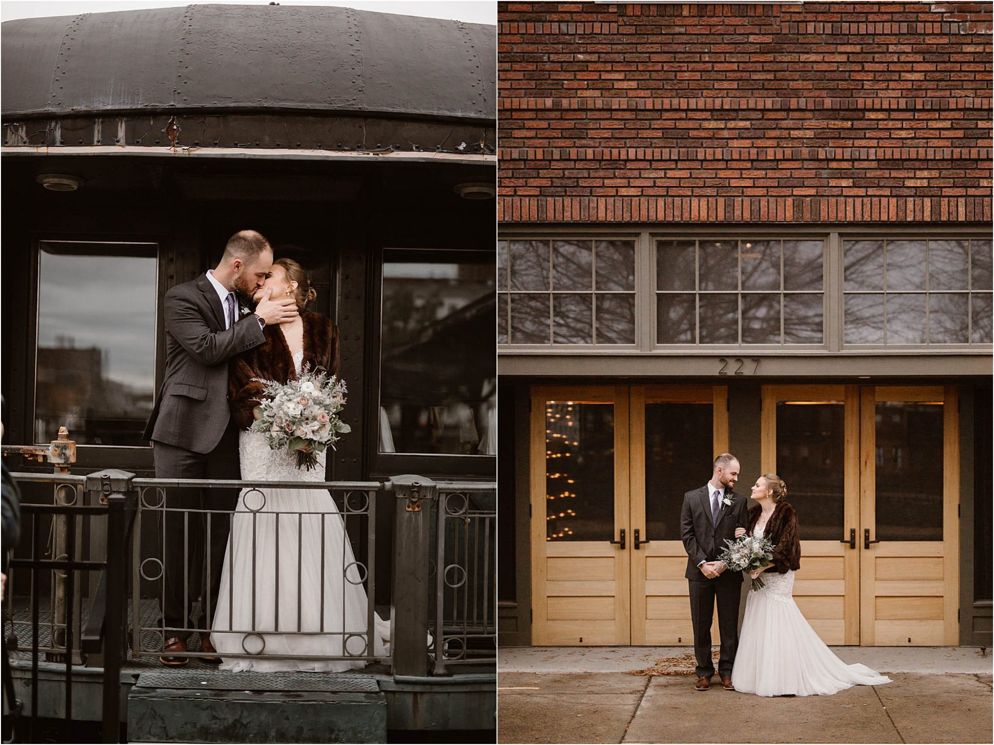 couple photos in downtown Knoxville of bride and groom