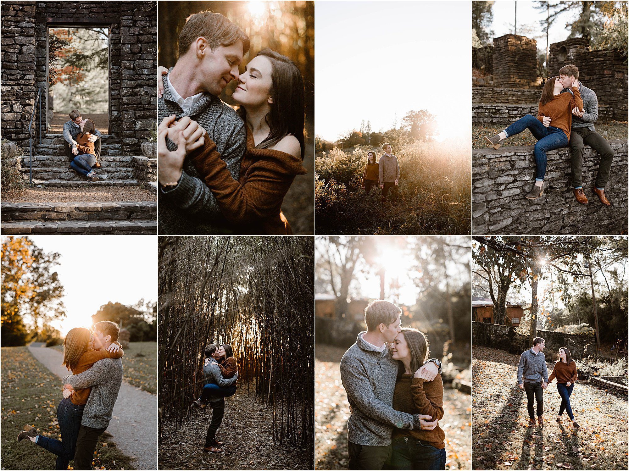 Sunset engagement photos at the Knoxville Botanical Gardens