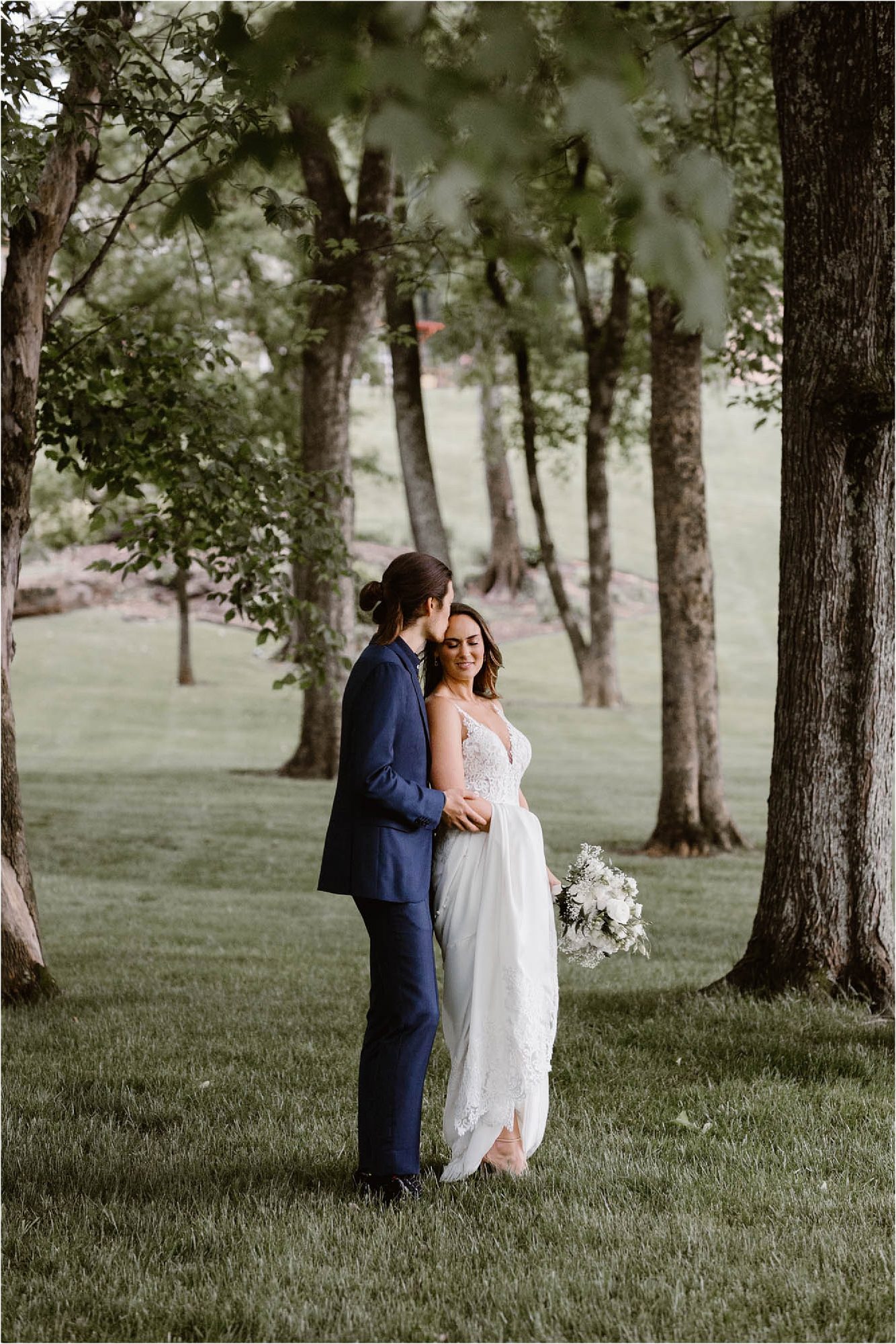 photos of bride and groom in backyard