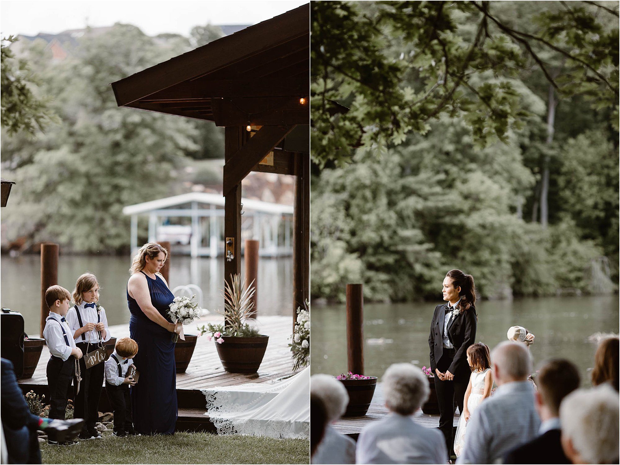 backyard wedding ceremony on a boat dock in Tennessee