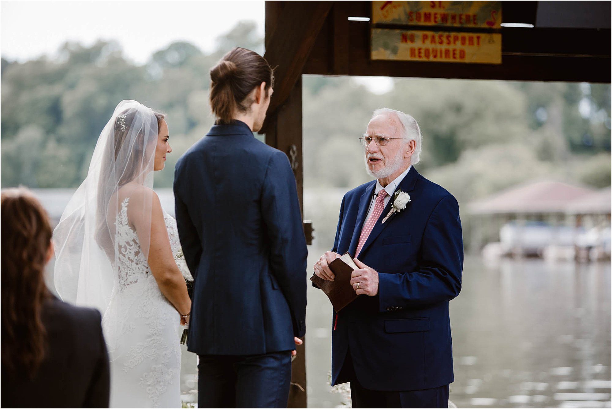 backyard wedding ceremony on a boat dock