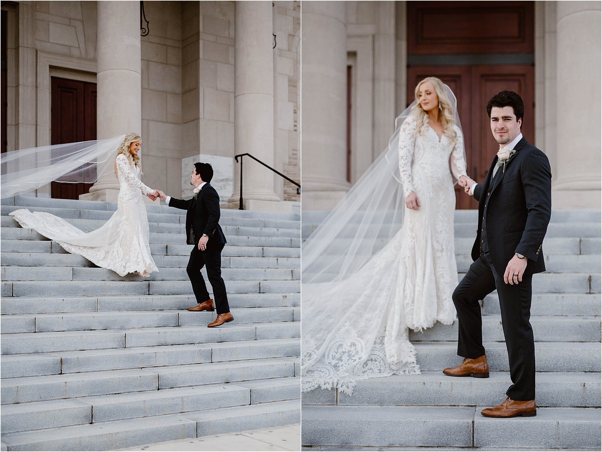 bride and groom photos at Sacred Heart Cathedral Knoxville
