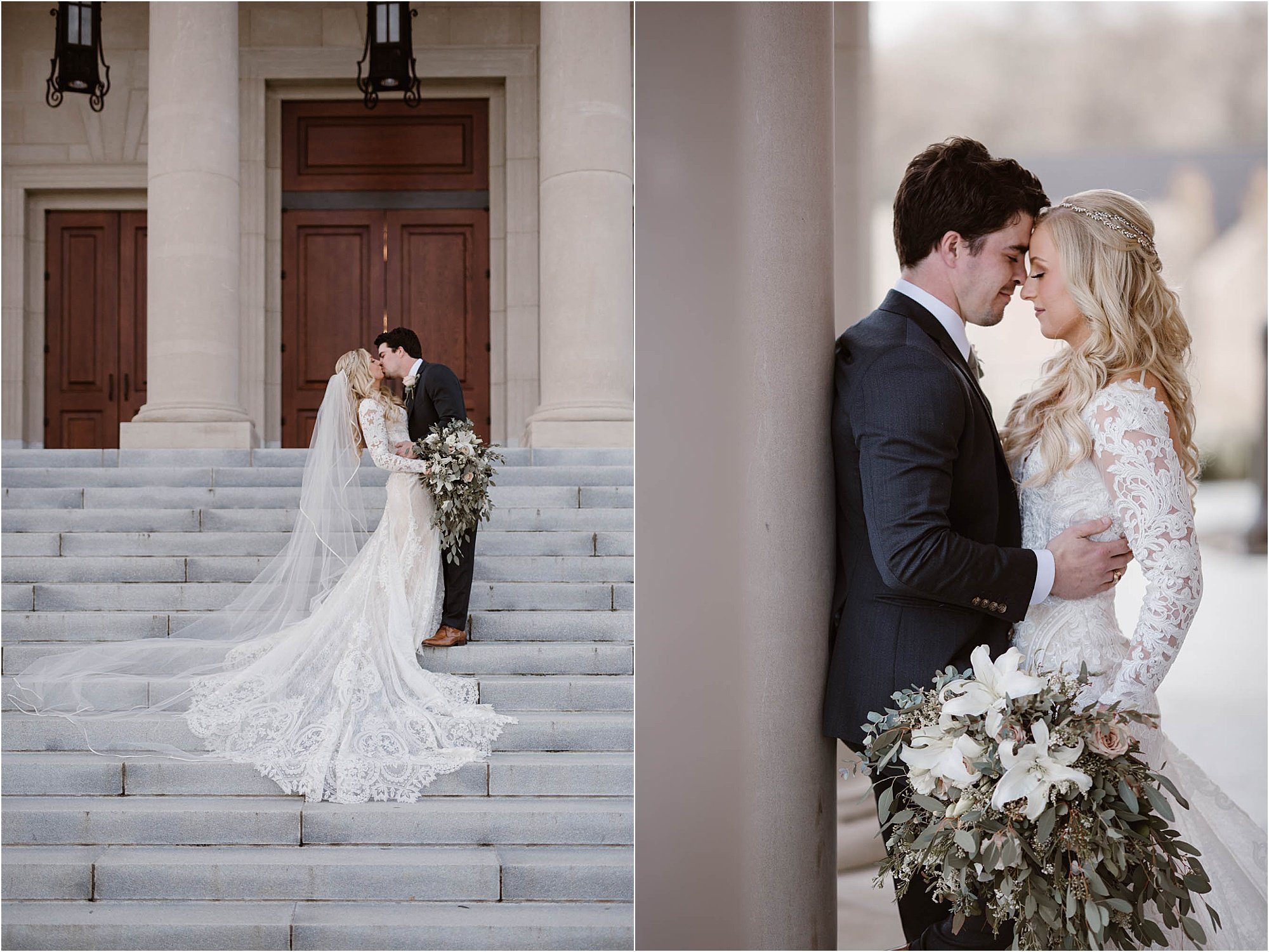 bride and groom photos at Sacred Heart Cathedral Knoxville