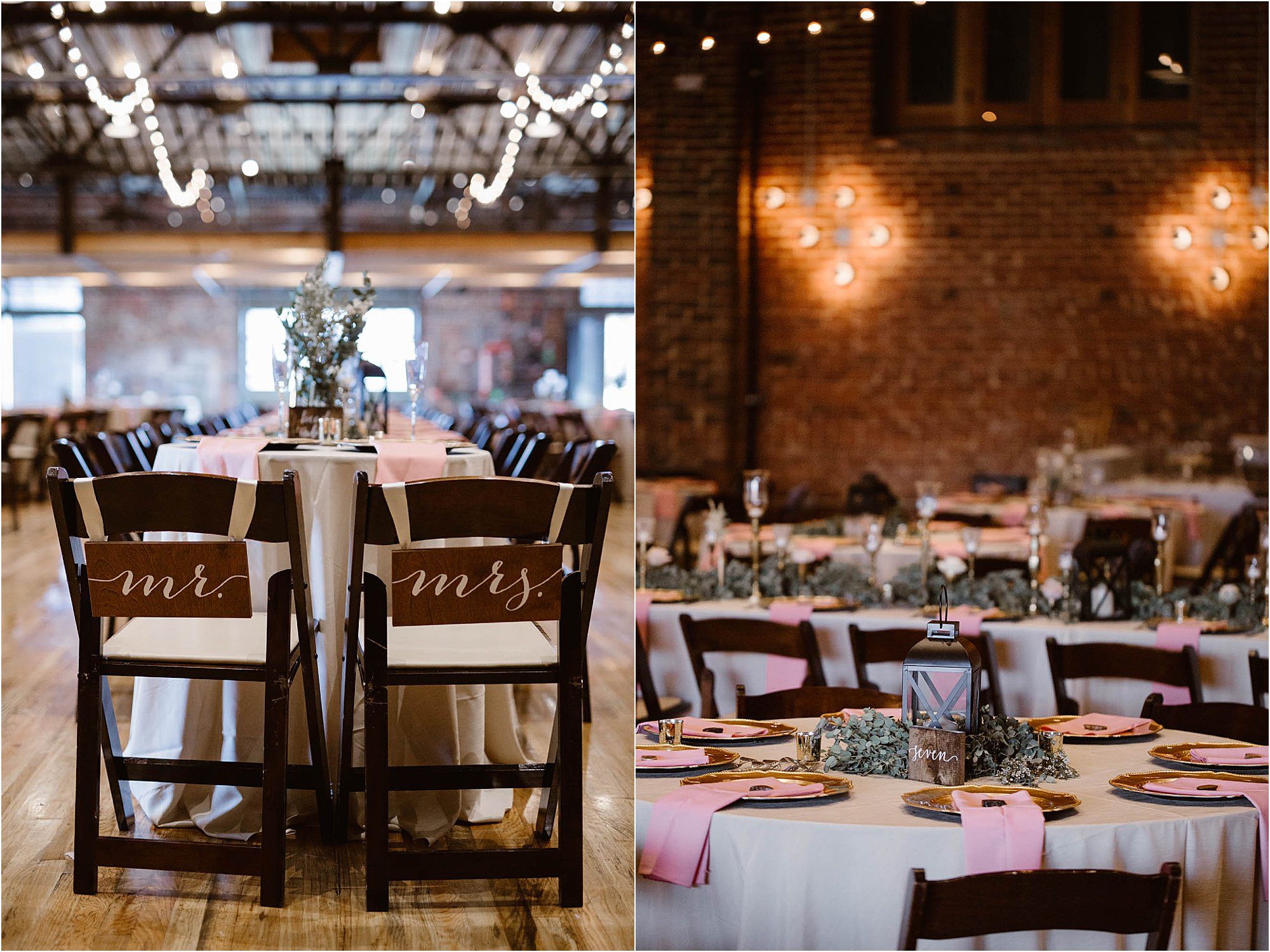 Wedding reception decor at Mill & Mine Knoxville