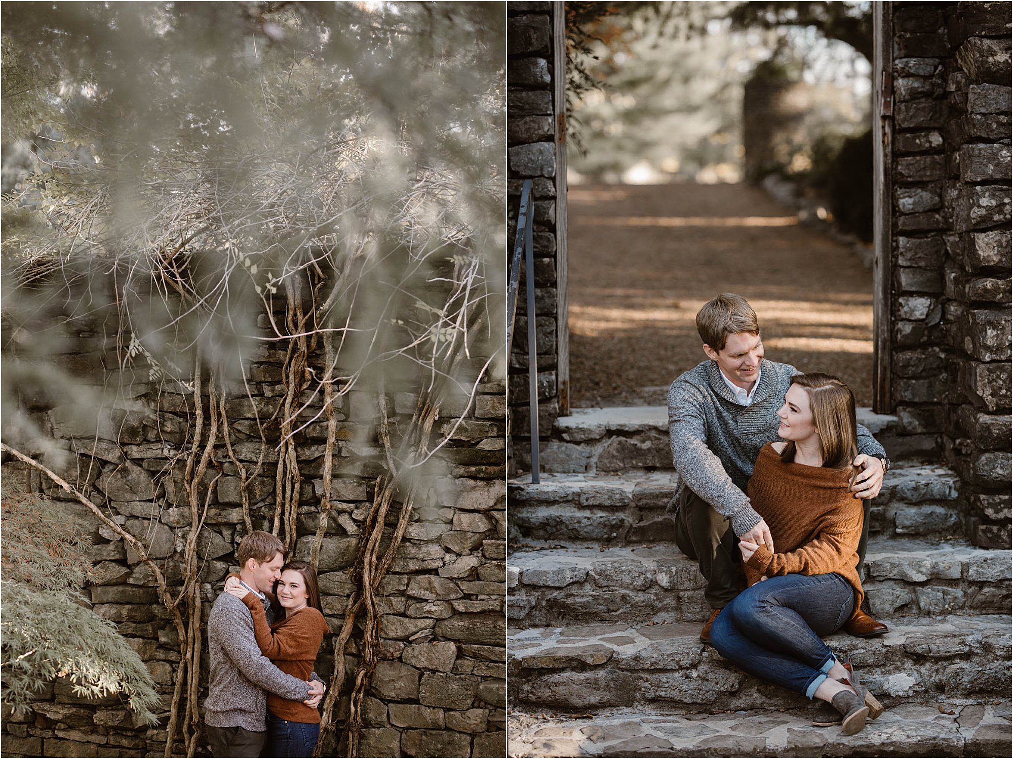 fall engagement photos at the Knoxville Botanical Gardens