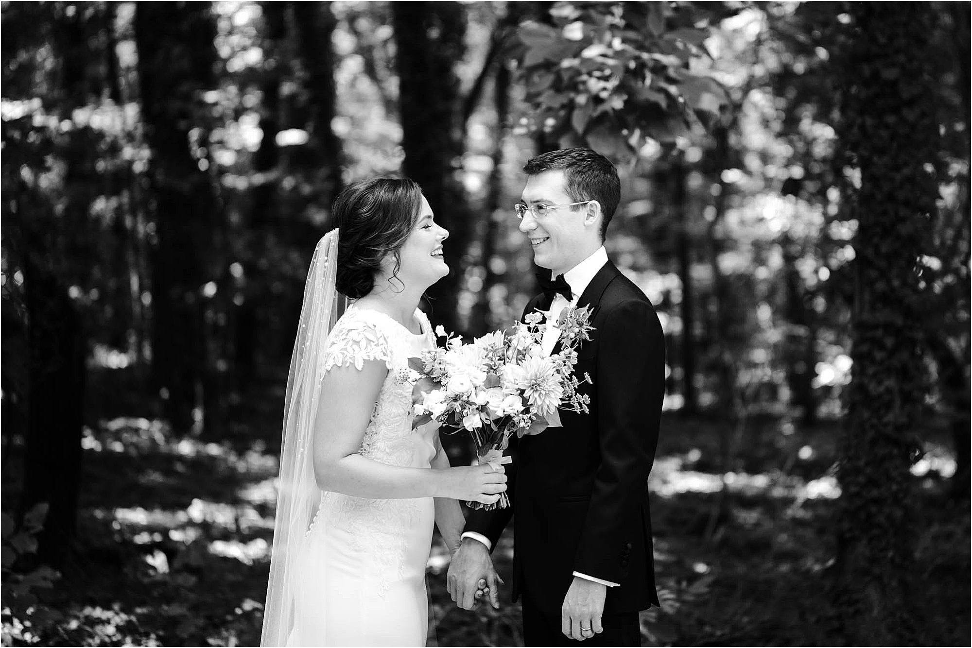 bride and groom laughing at micro wedding at RT Lodge