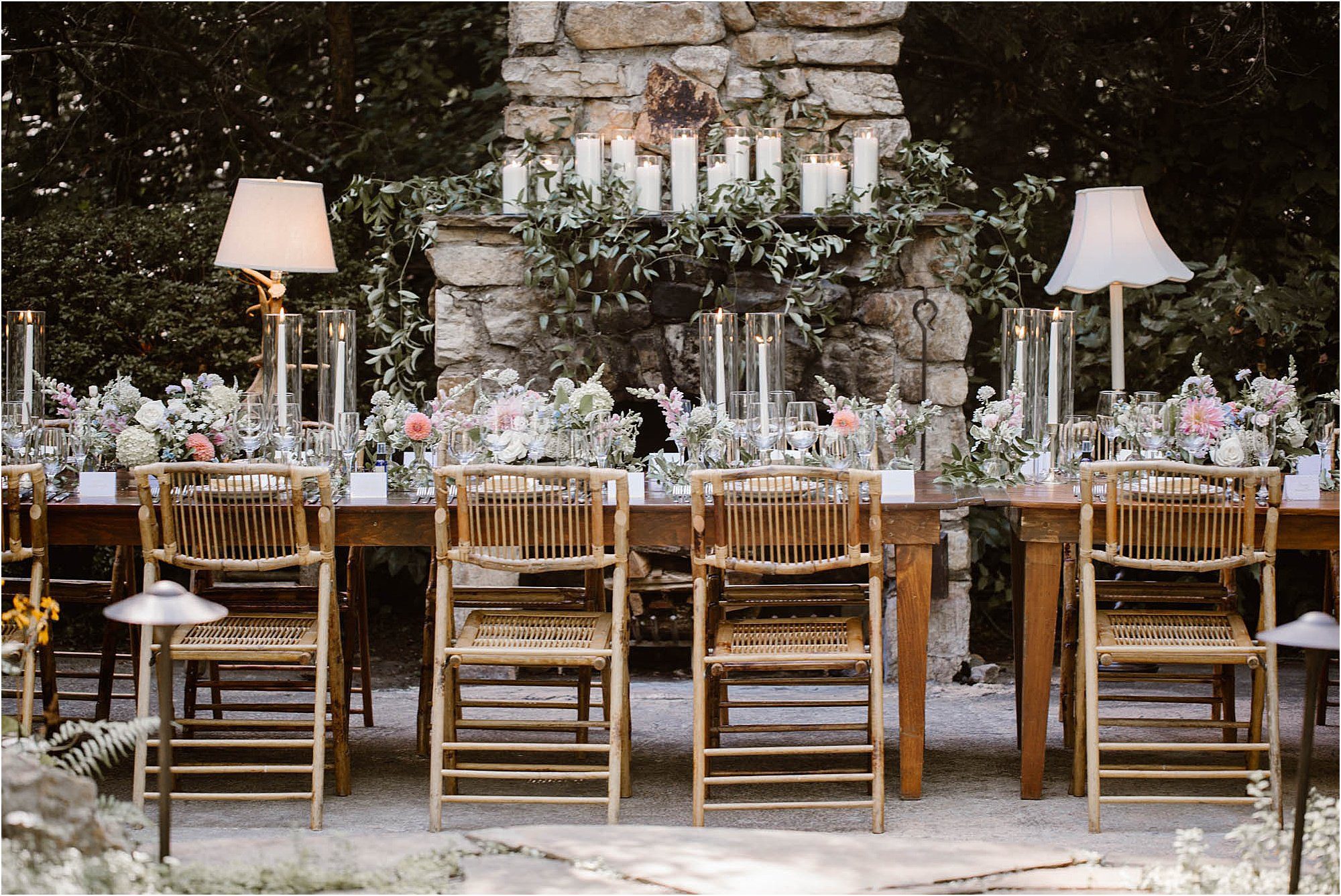outdoor wedding dining area