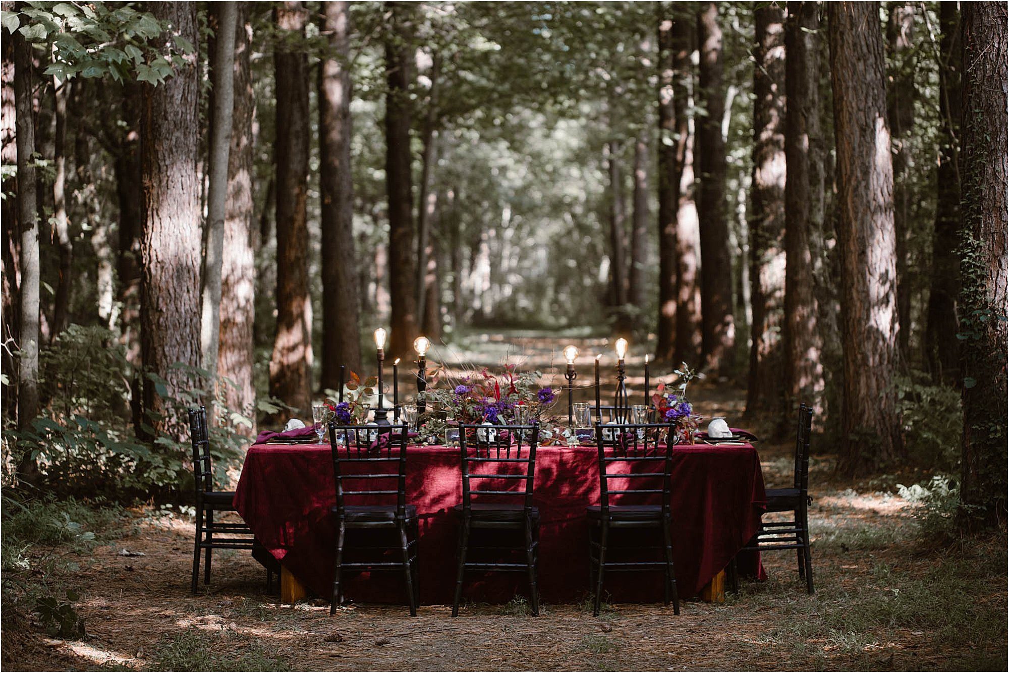 Halloween wedding in forest 