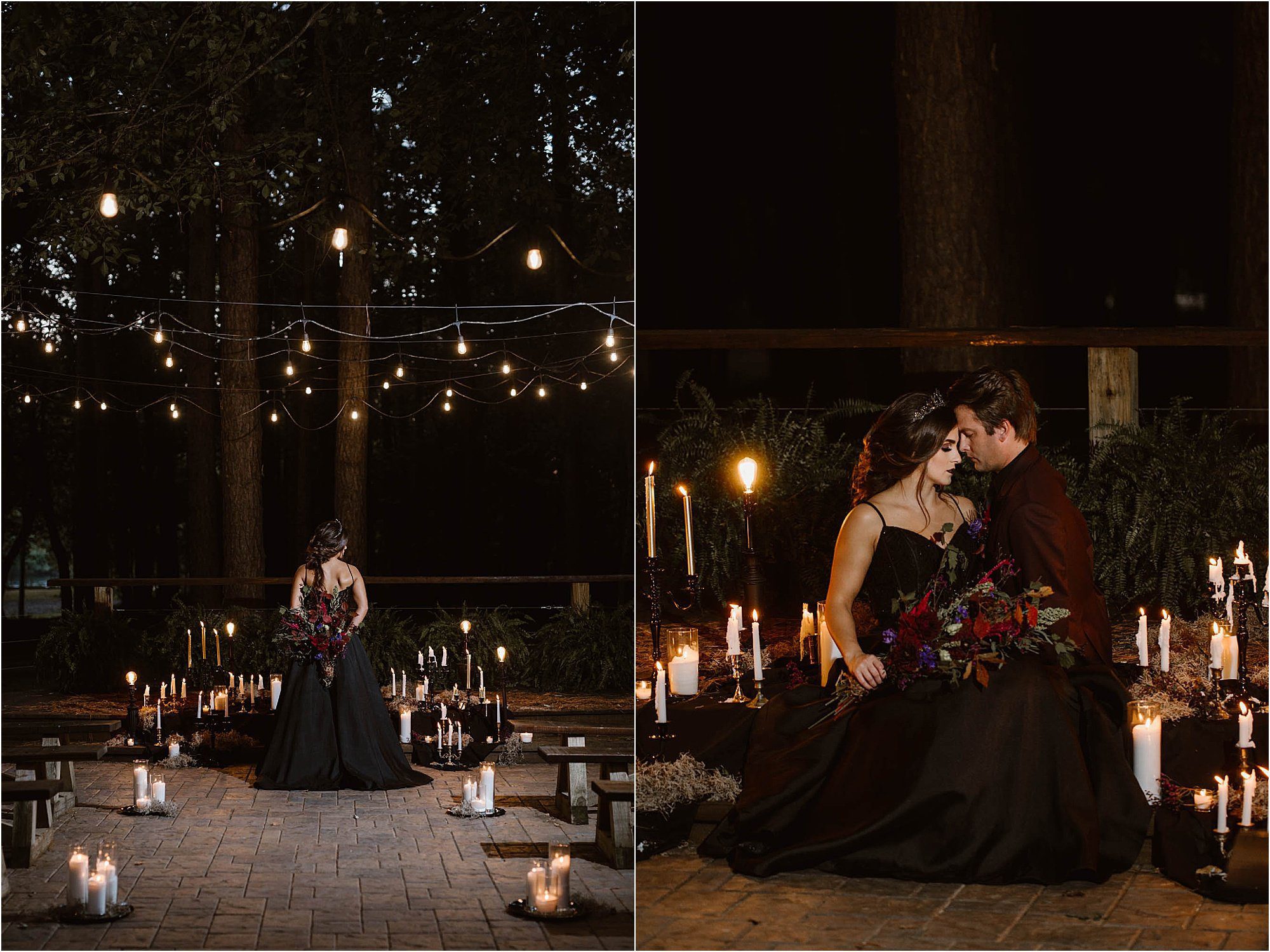 Halloween wedding ceremony with candles