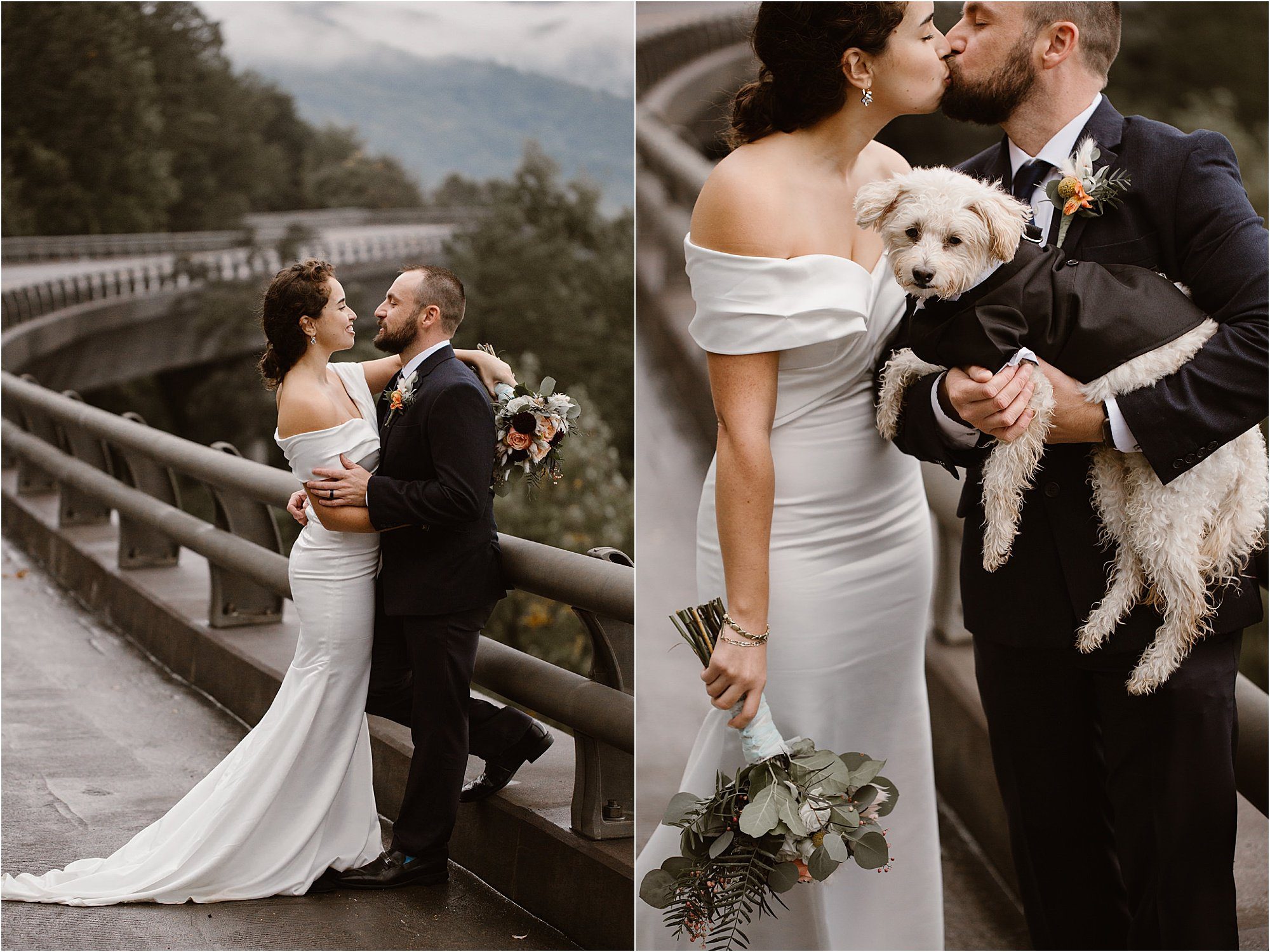 wedding couple elopes with puppy in the Smokies