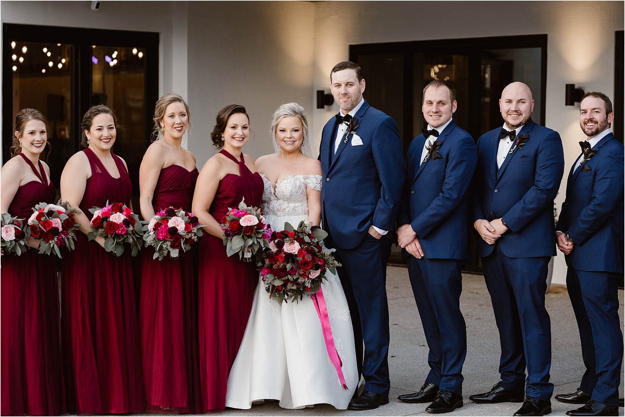burgundy and navy blue wedding bridal party