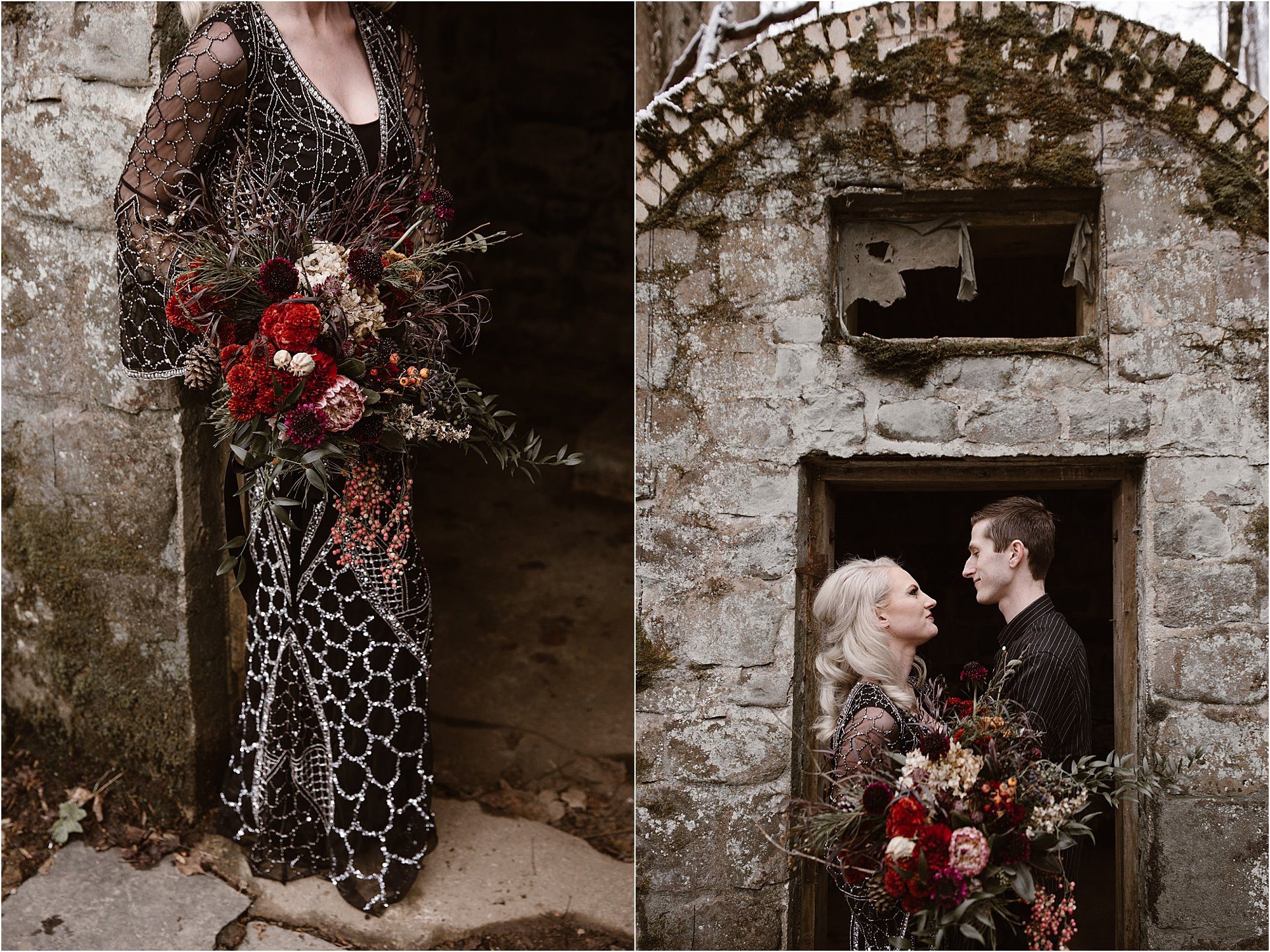 Moody engagement photos in Gatlinburg at The House of Fairies