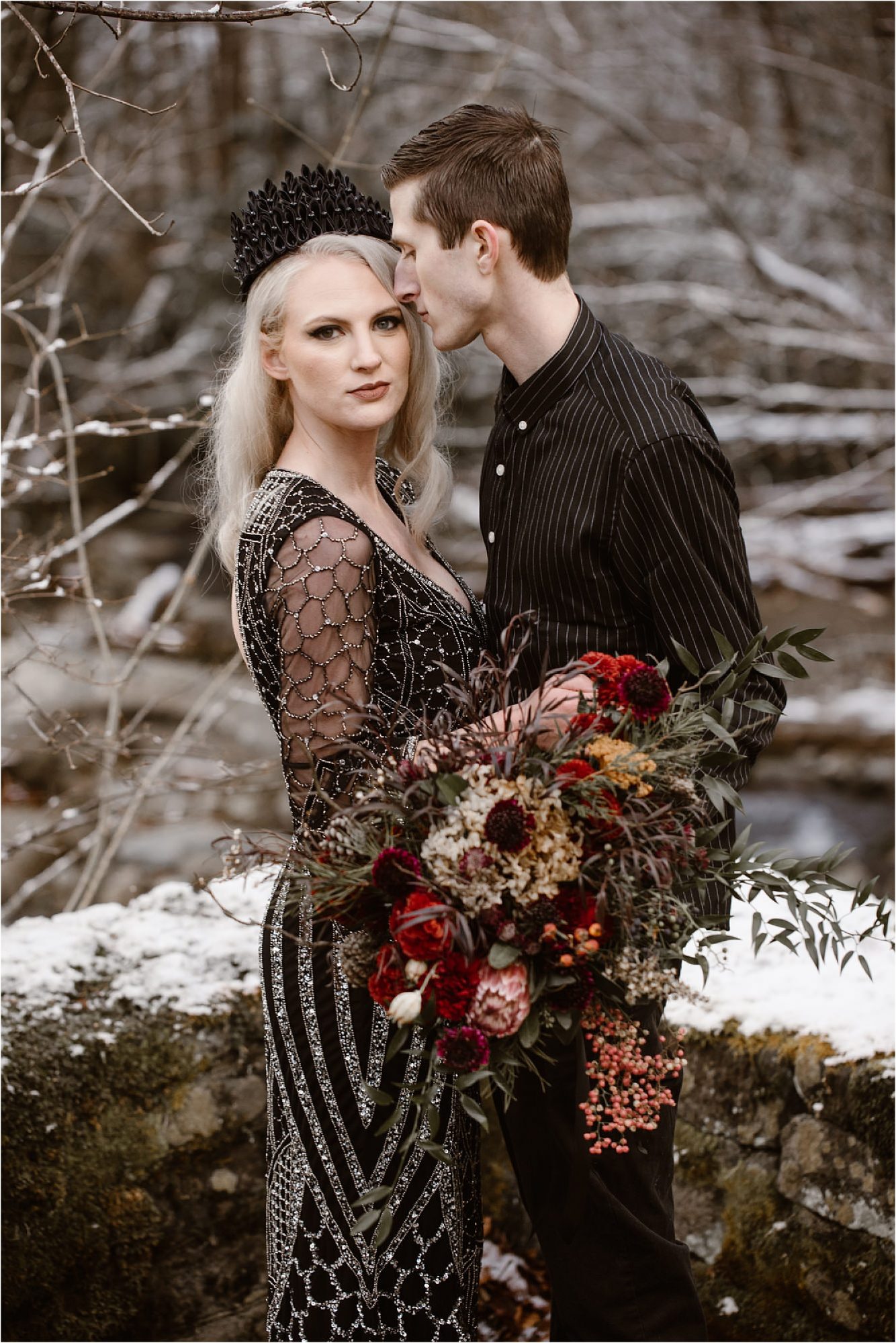 snow engagement photos in The Smoky Mountains in Gatlinburg