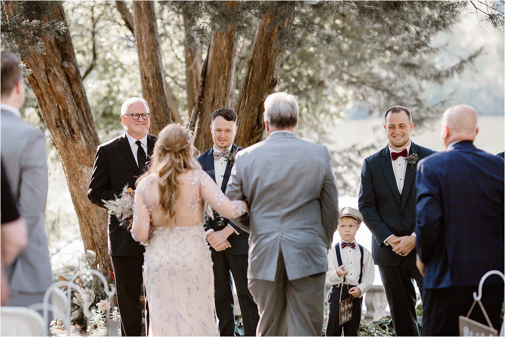 father of the bride giving daughter away