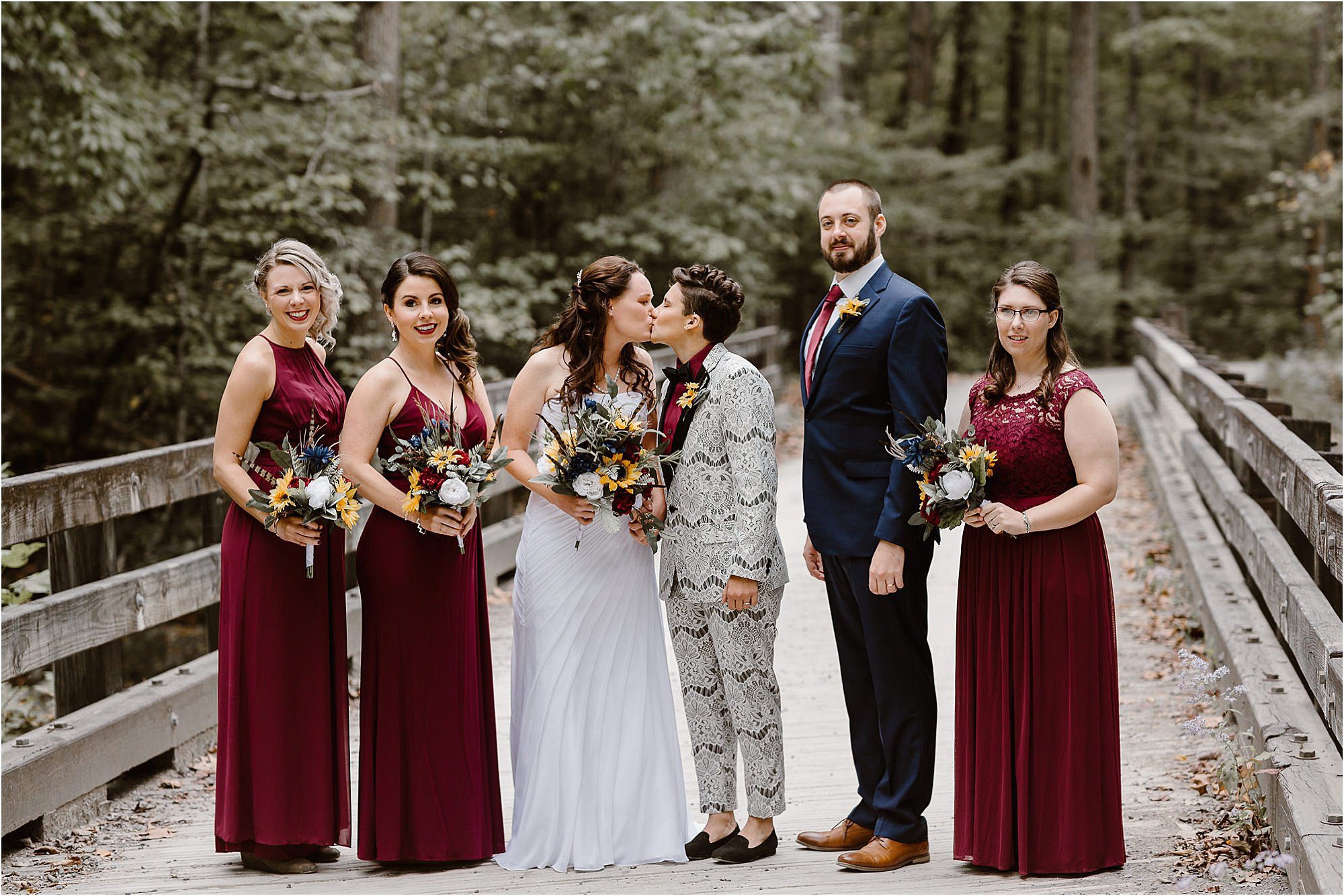 wedding party photos in Greenbrier in the Smokies