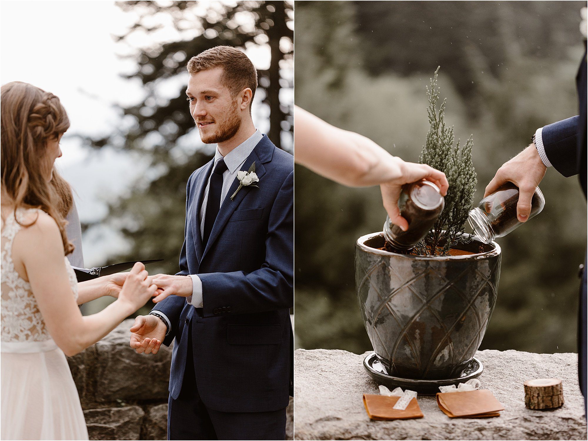 tree planting ceremony during Newfound Gap Elopement