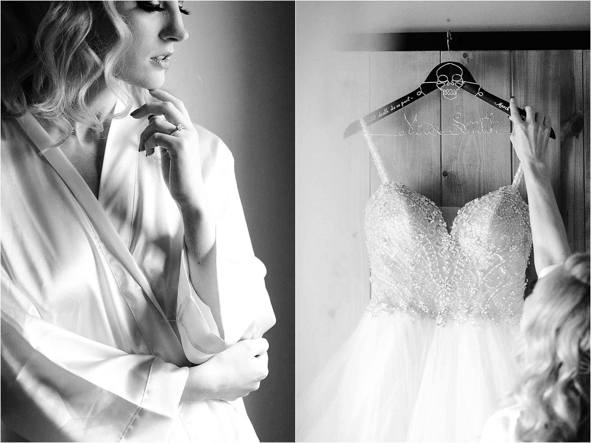 black and white bridal detail photos at Old Woolen Mill in Tennessee