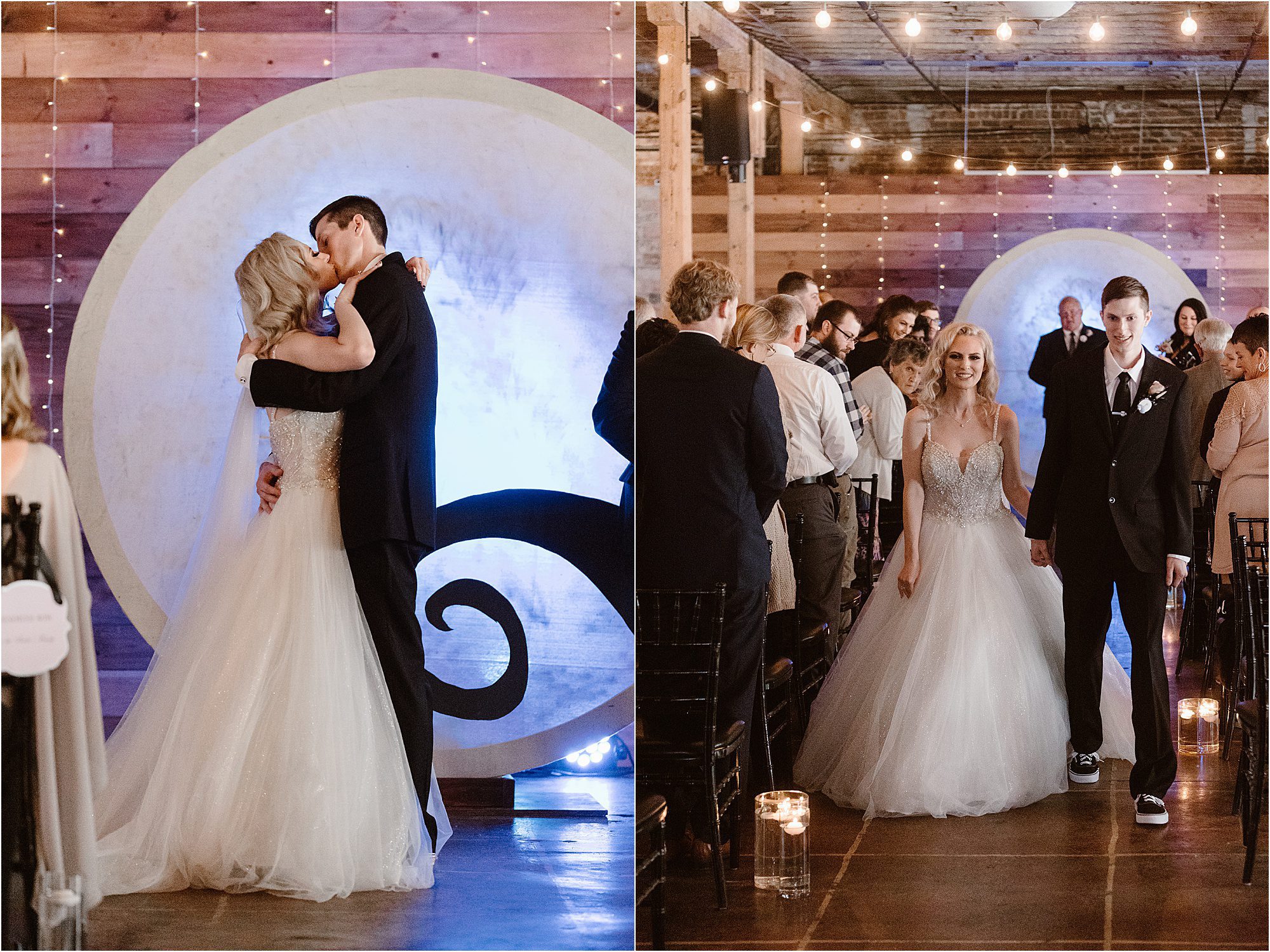 first kiss photos at Nightmare Before Christmas Theme Wedding