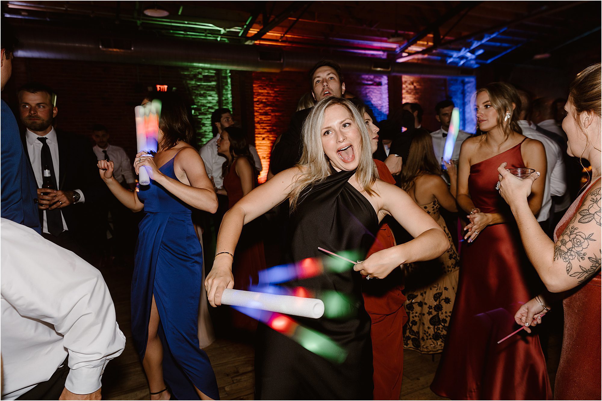 slow drag wedding reception photos with flash