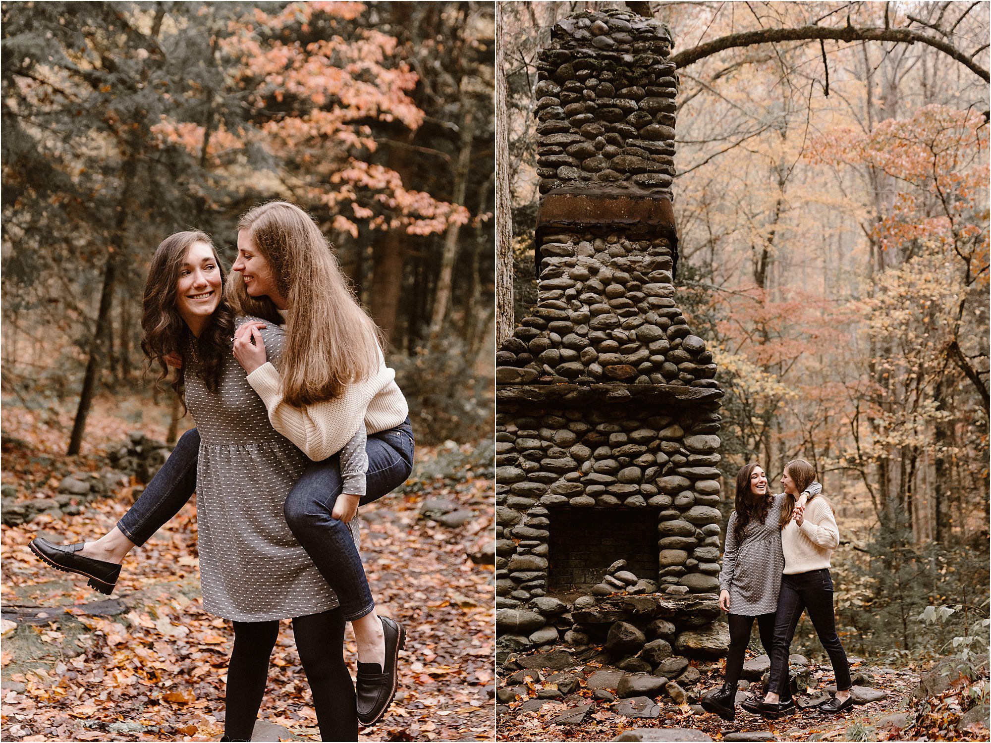 fun autumn engagement photos in the Smoky Mountains