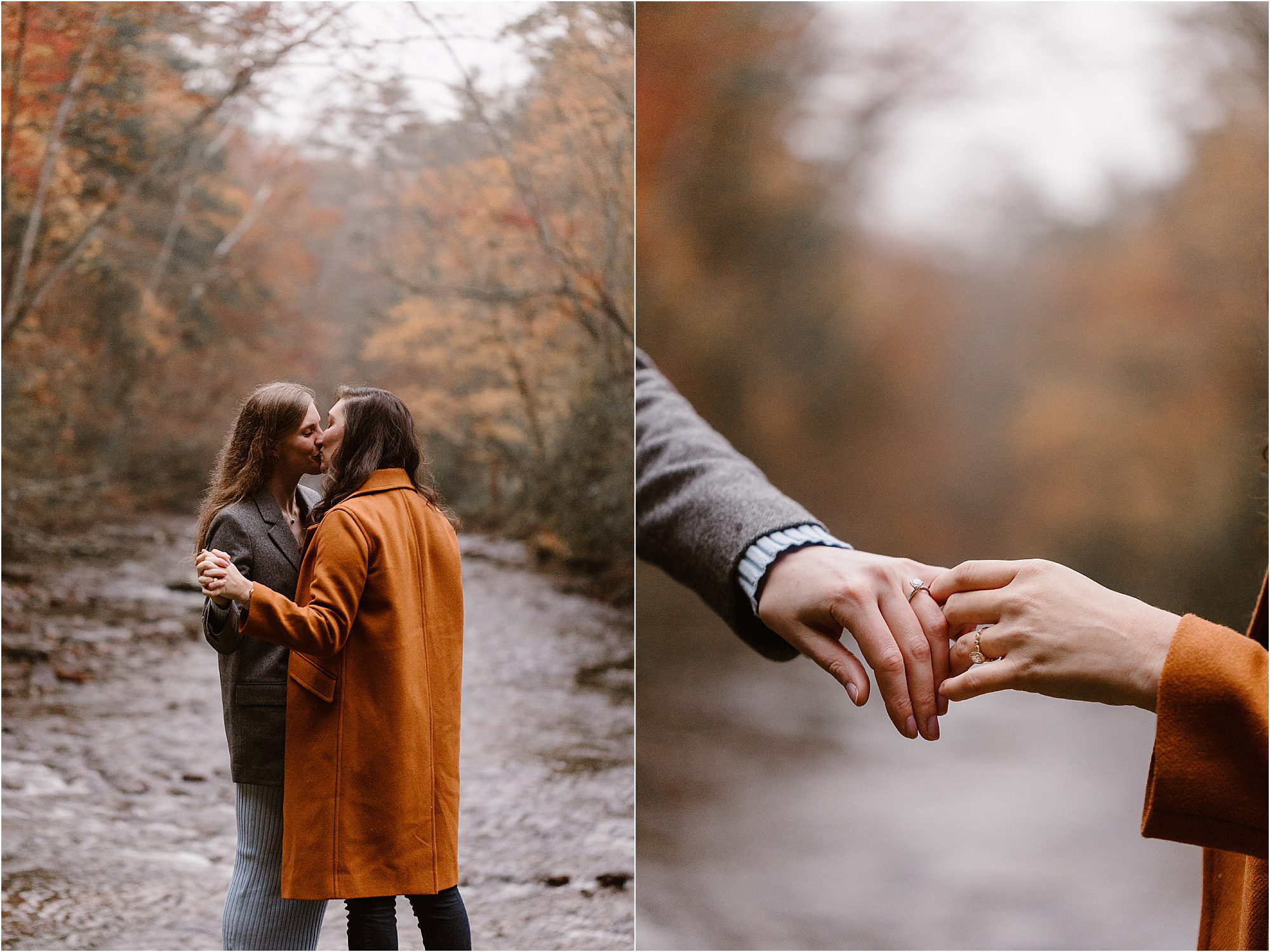 moody engagement photos at peak Fall season in Tennessee