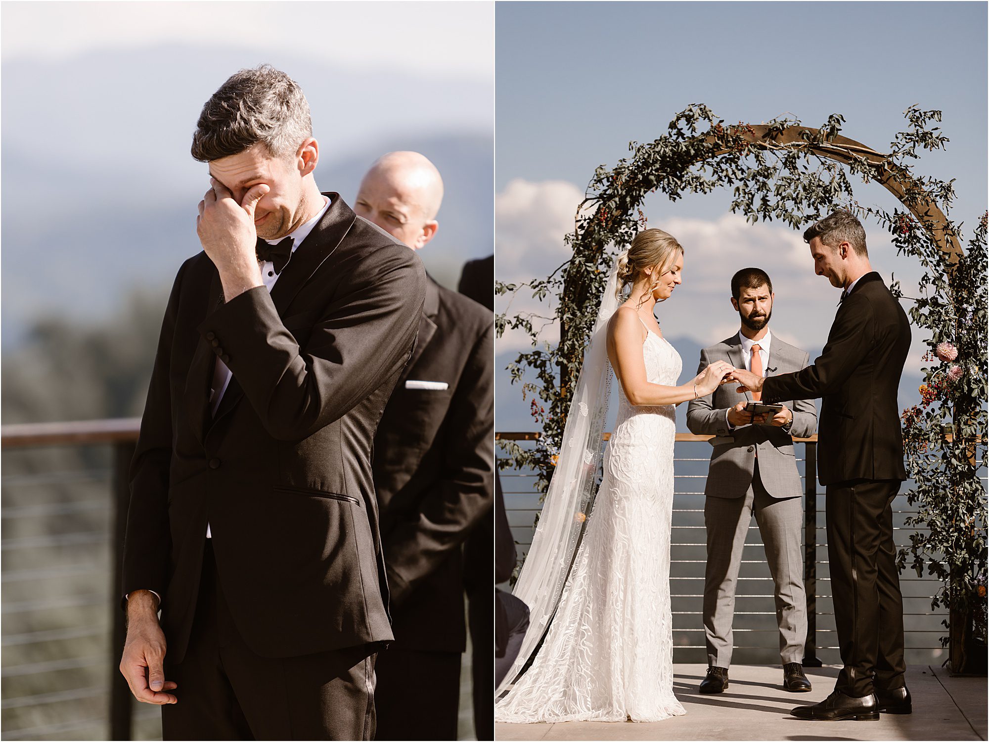 emotional wedding ceremony at mountain wedding venue in the Smokies