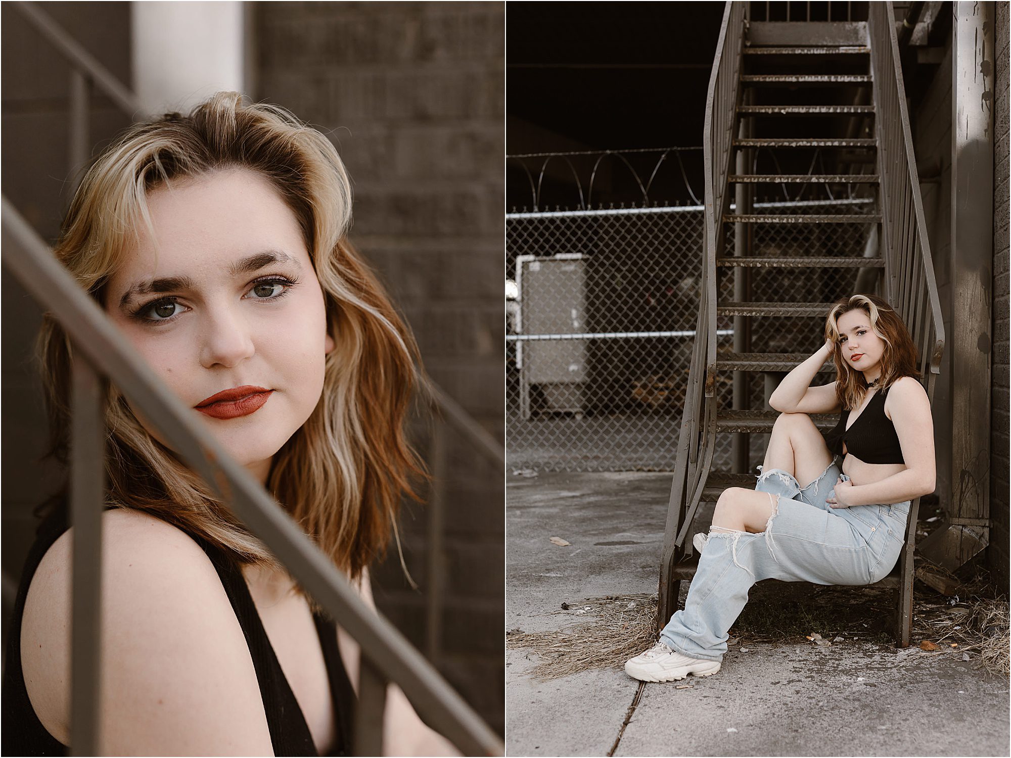 senior photos in the Old City with grunge aesthetics