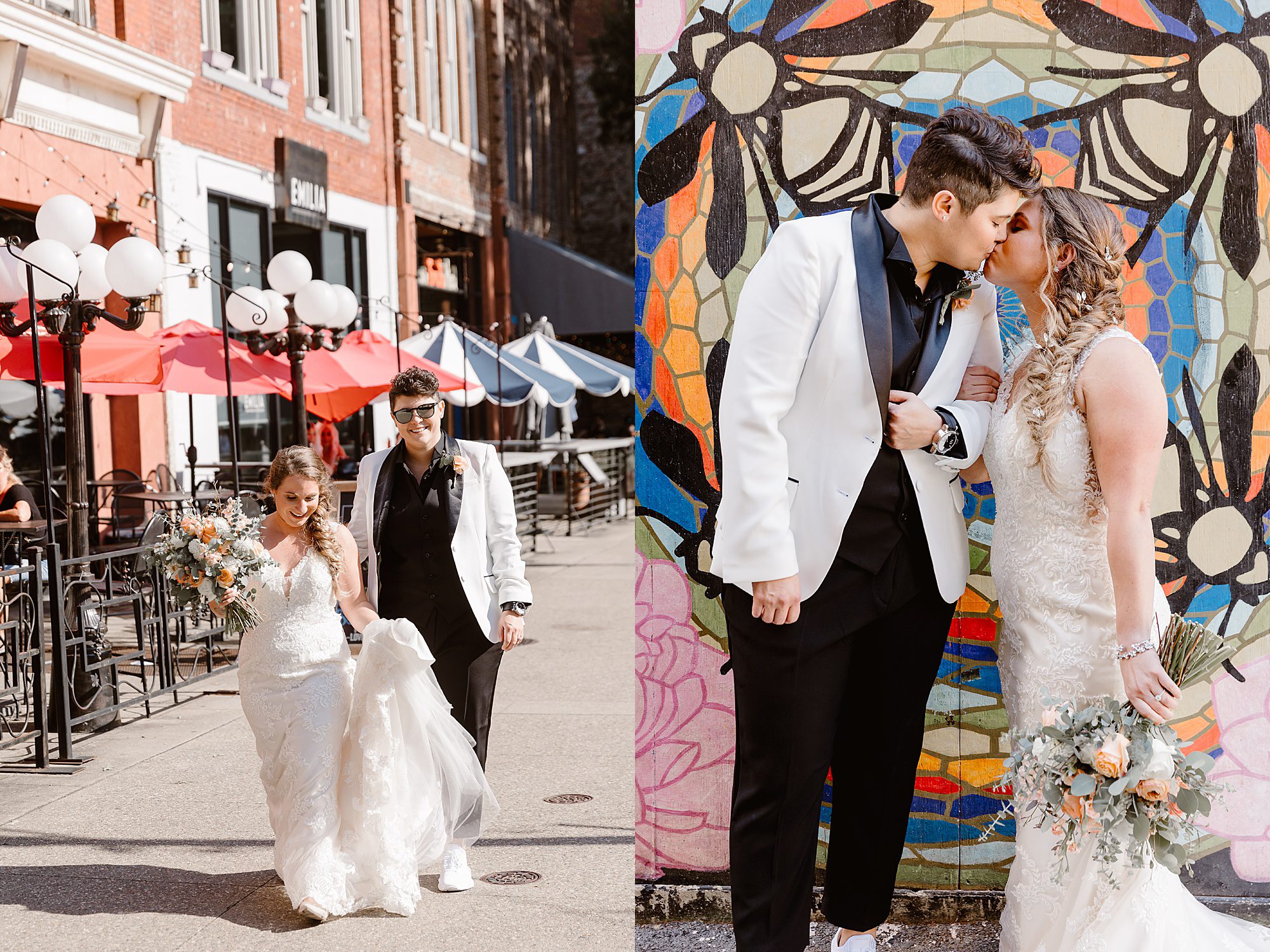 lgbtq+ wedding photos in urban city